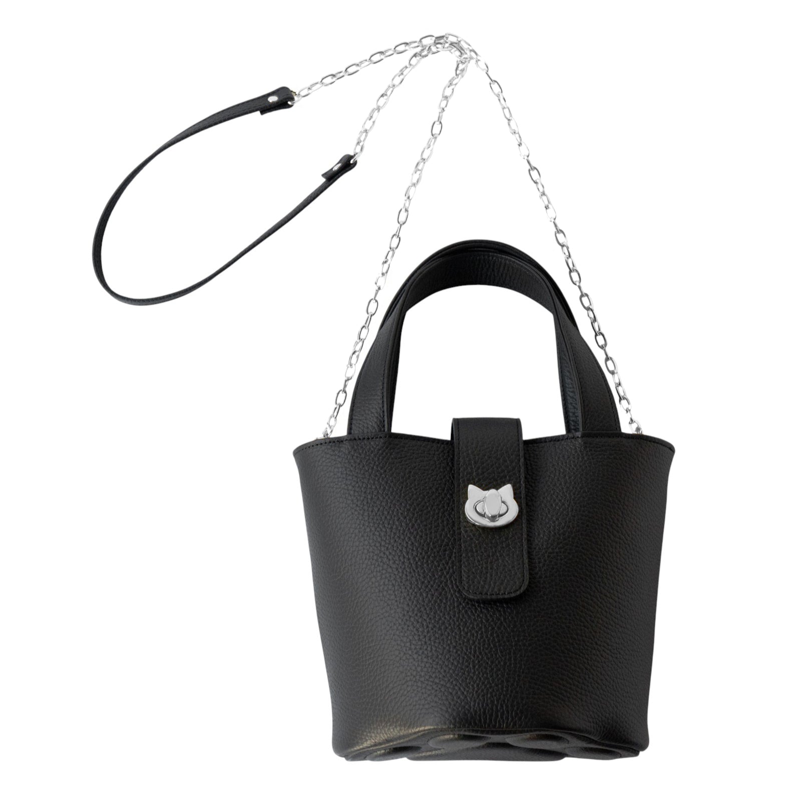 【12/7(日)22:00～ 26時間限定販売】【数量限定】 チェーンショルダー付きミニバッグ・PAW  (パウ)   / ブラック [選べる金具]