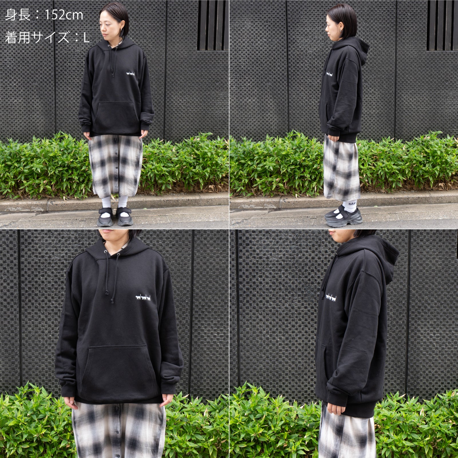 [10/8 (Tue) 1-day limited time only, pre-order sale] Cat print hoodie / black 