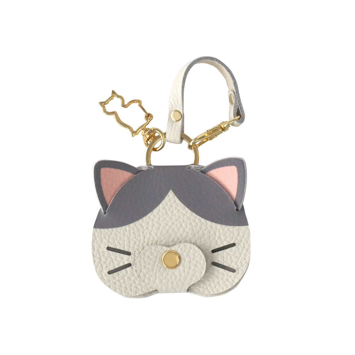 【Made-to-order: 10/23 (Fri) 22:00 - 10/26 (Mon)】 Printed Cat Face Charm / Bicolor (Gray)