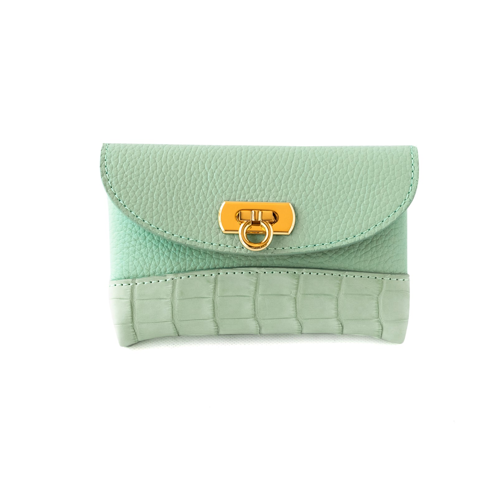 [Limited Item] Flap Wallet Fleur Medium Cuir Mash Crocodile Combination / Mint