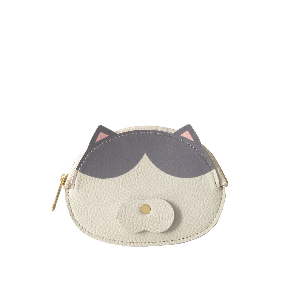 [Made-to-order: 10/23 (Fri) 22:00 - 10/26 (Mon)] Printed Nyan Face Pouch / Hachiware (Gray)