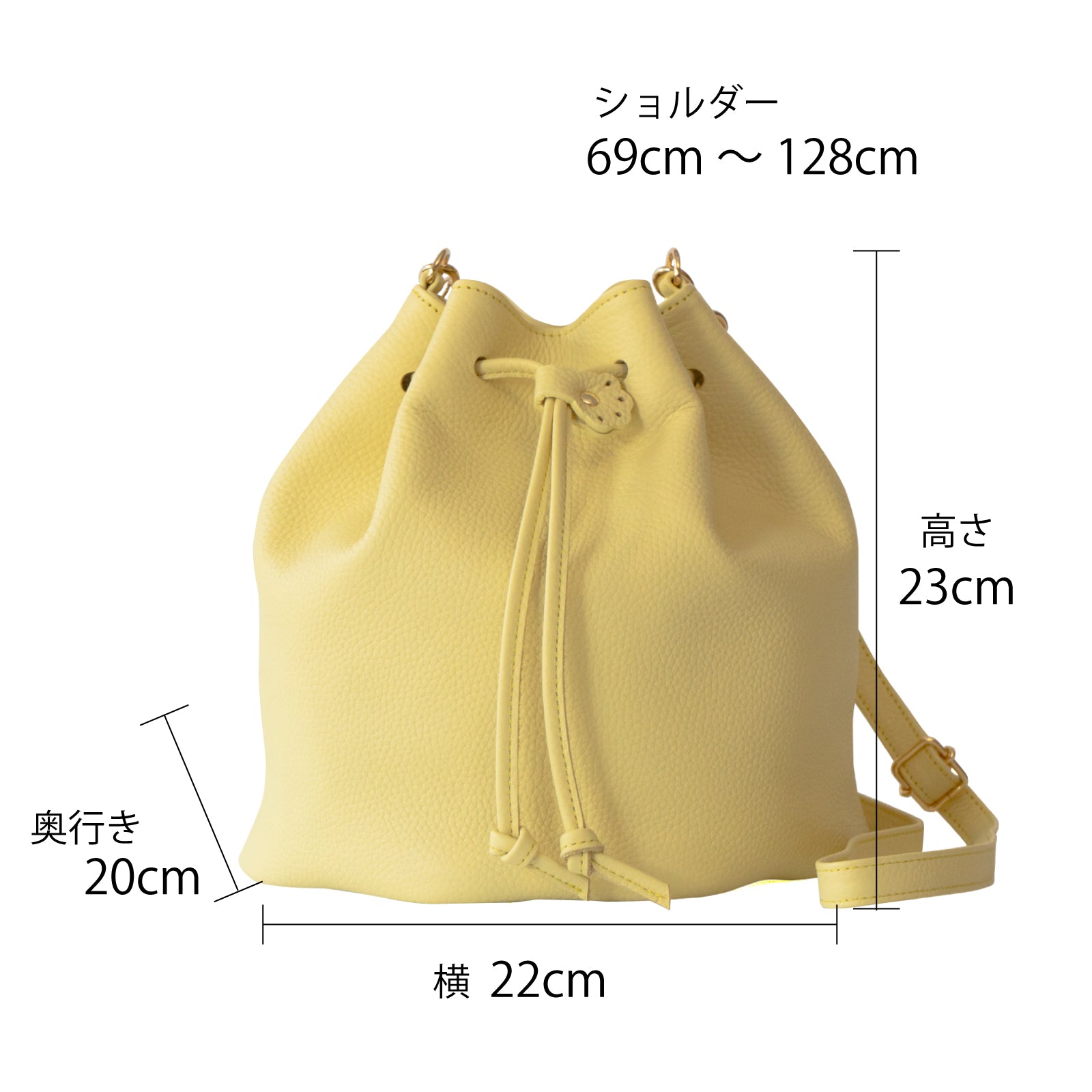 【数量限定】巾着ショルダーバッグ・PAW (パウ)  キュイール・マッシュ  /  ジョーヌプッサン