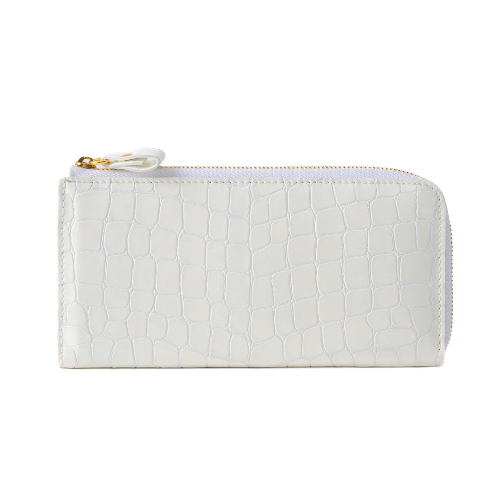 L-shaped zipper long wallet in Chromer leather / Pure White
