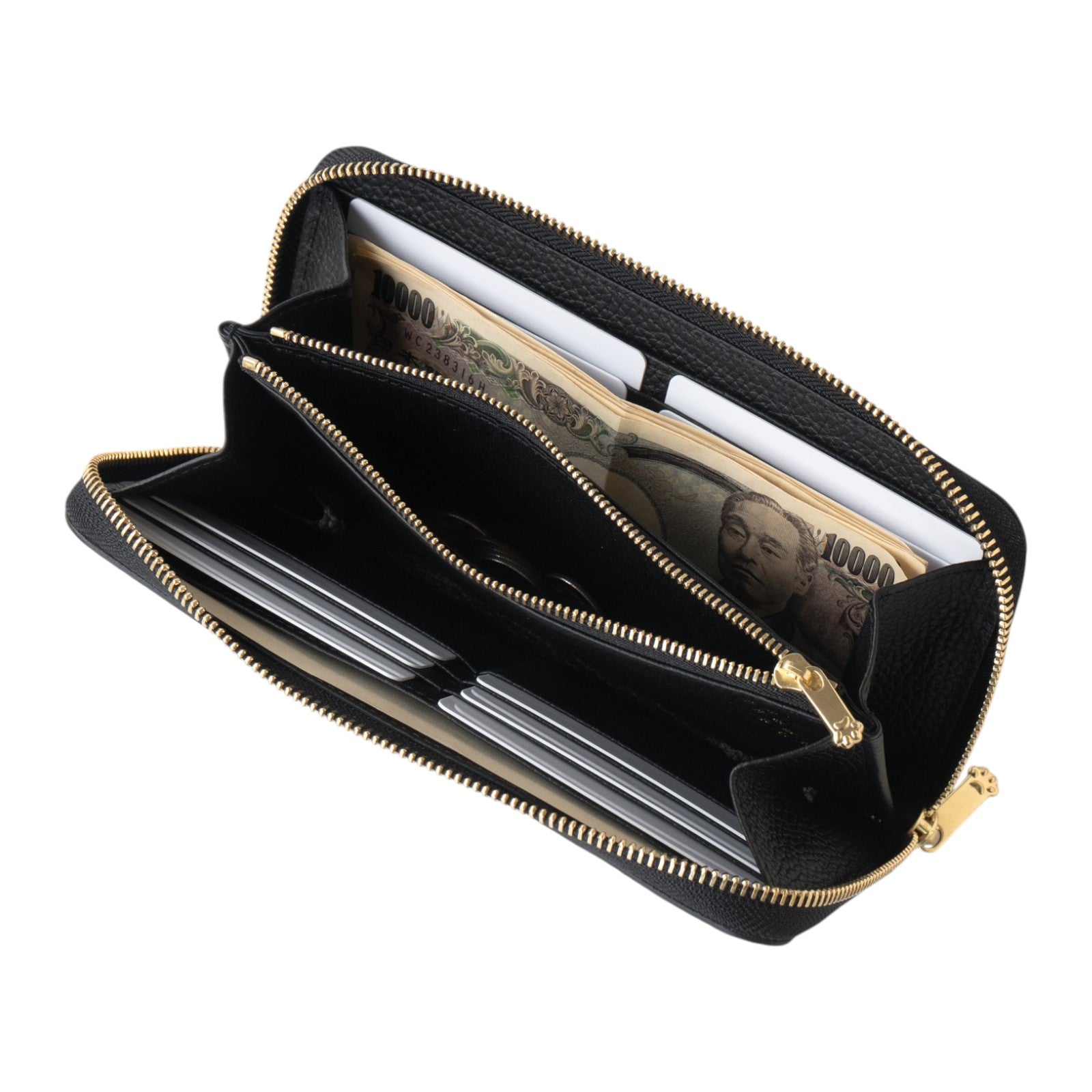 【9/7(日)22:00～ 26時間限定販売】【数量限定】PAWラウンドファスナー長財布   キュイール・マッシュ  /  ブラック
