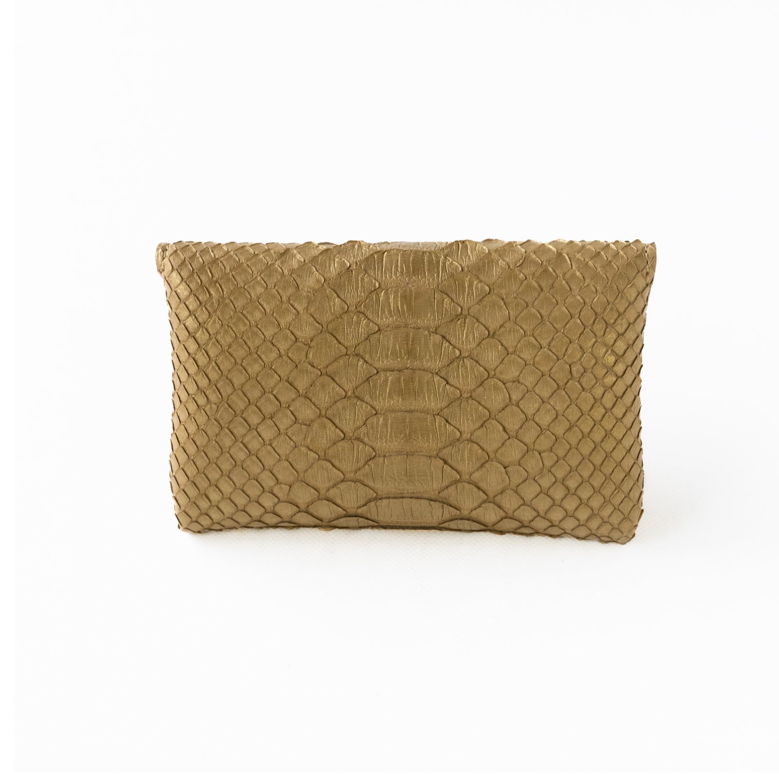 Soft leather flap middle wallet / Gold python / Antique gold