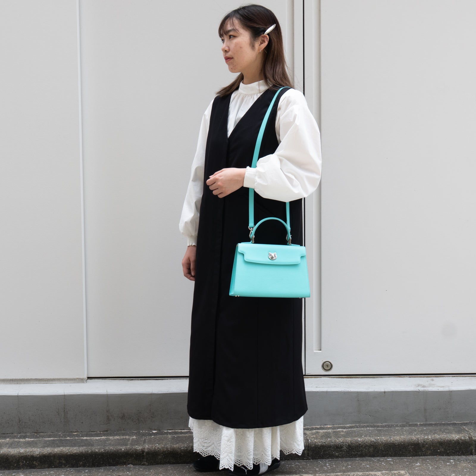 [Limited quantity] Handbag Nyanpanera 25 Shoulder SET Veau Epsom / Tiffany Blue