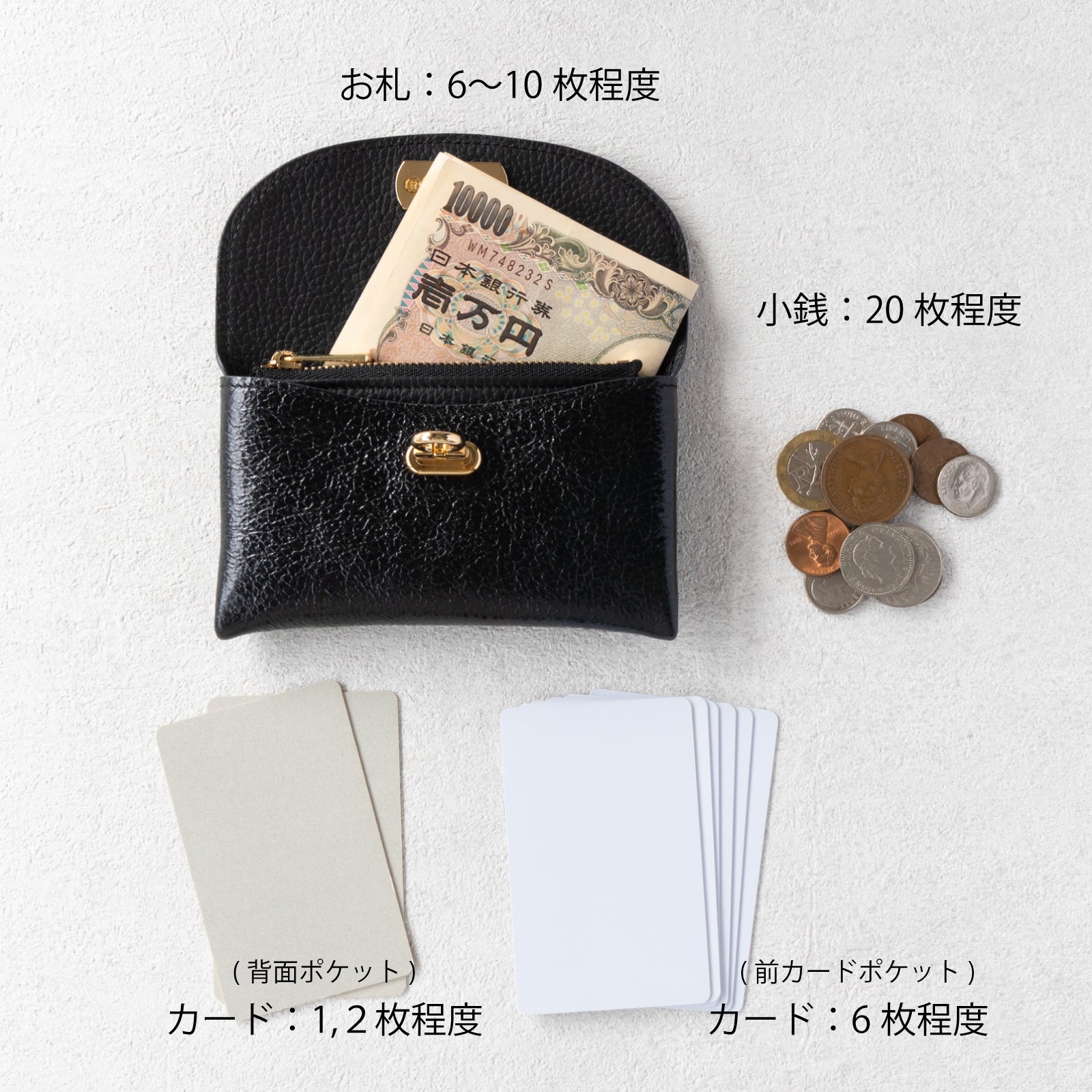 [11/1 (Fri) ~ 11/4 (Mon) 4-day limited time offer - pre-order] Flap Wallet Fleur Medium (with back pocket) Prism Leather / Black