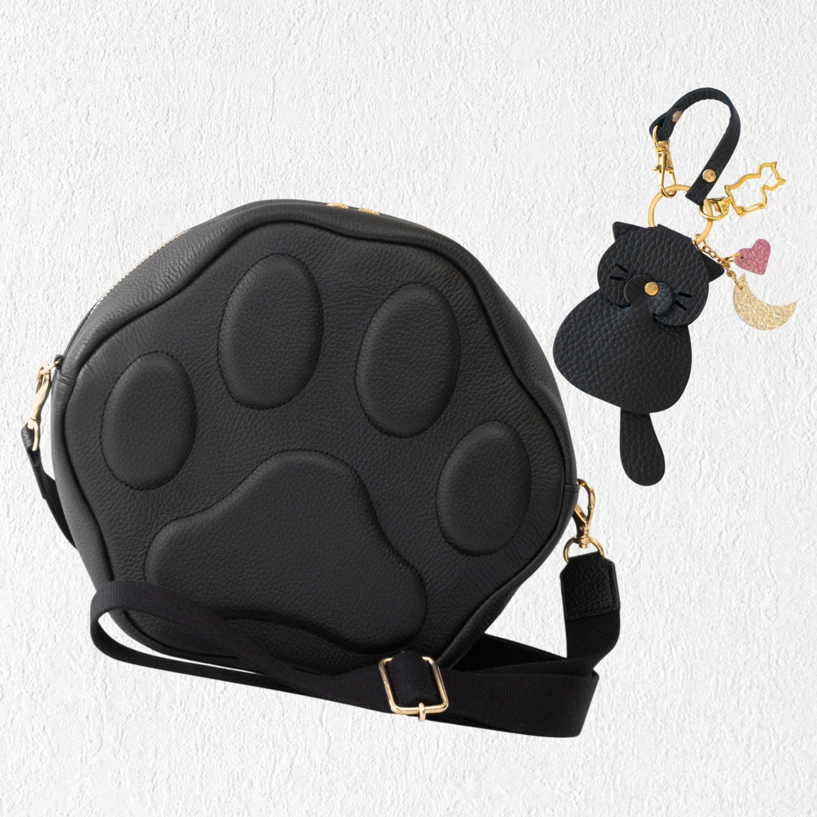 【受注販売：8/14(金)22:00〜8/17(月)】【黒猫感謝の日】PAWポシェット・グランデ 　ルナころにゃんチャームSET  /   ブラック