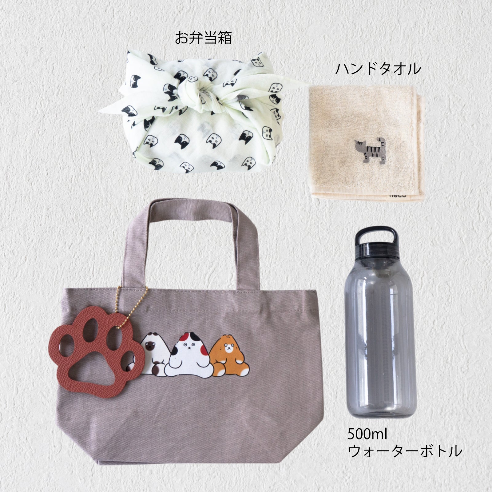 【期間限定：3月20日(金)22:00～22日(日)】にゃんぺんトートバッグ・S  [仲良し3にゃんぺんず]  /  グレージュ