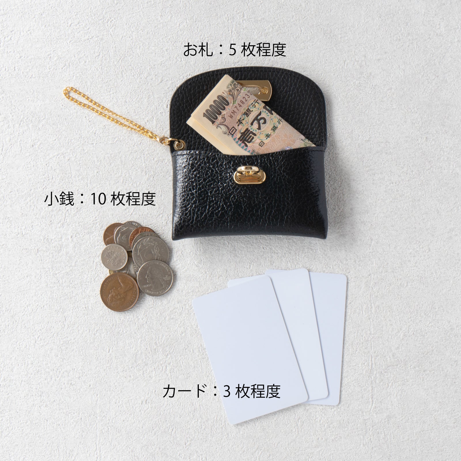 [Resale from 12/1 (Sun)] Flap Wallet Fleur Mini (with chain strap) Prism Leather / Black