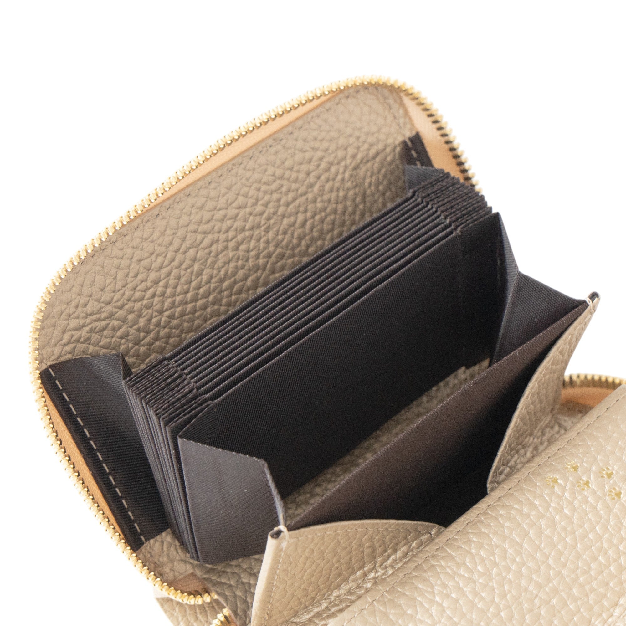 [Limited Edition] PAW Round Zipper Medium Wallet with Maneki-Neko Charm Set / Champagne Gold