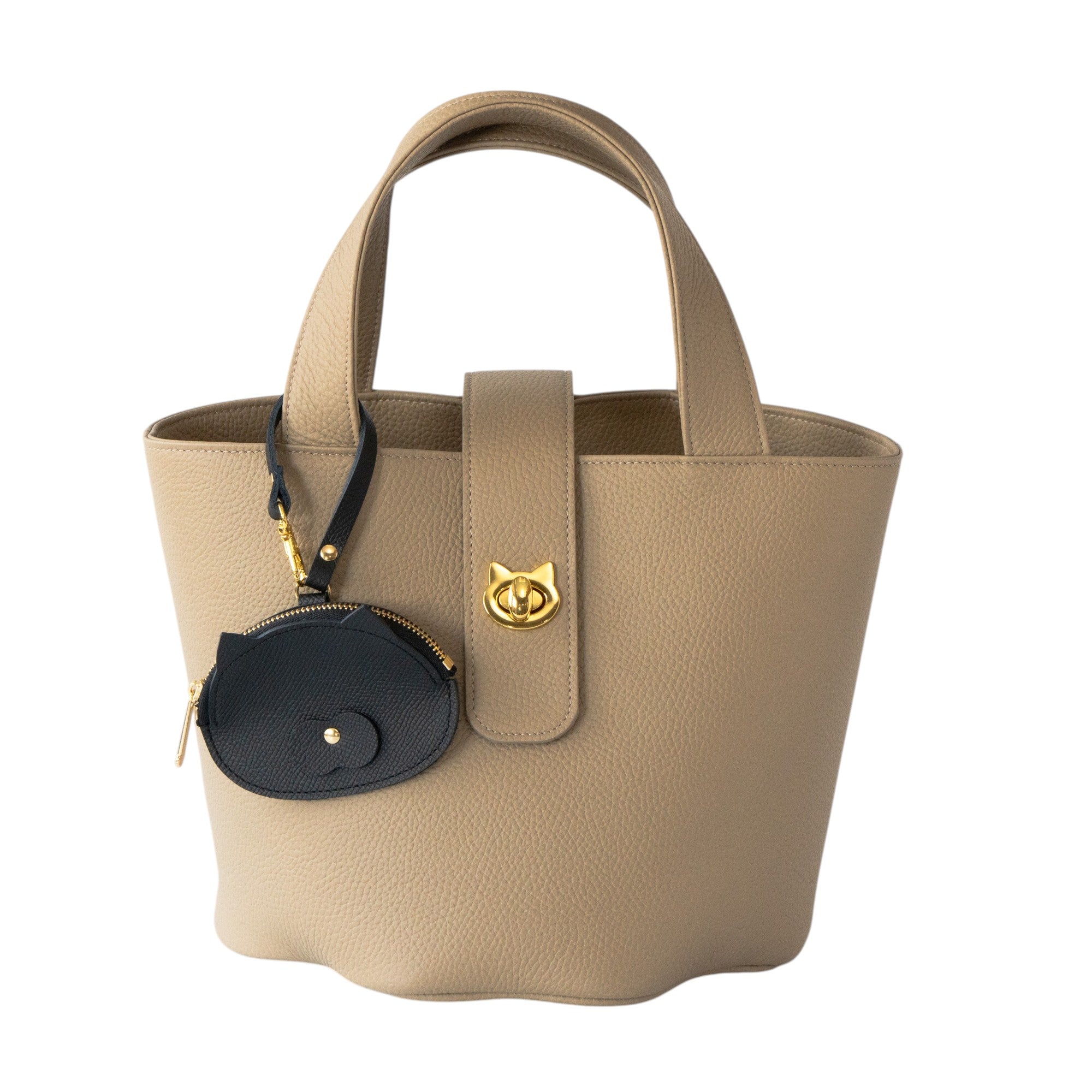 Meow Face Coin Case Cuir Minerva / Black