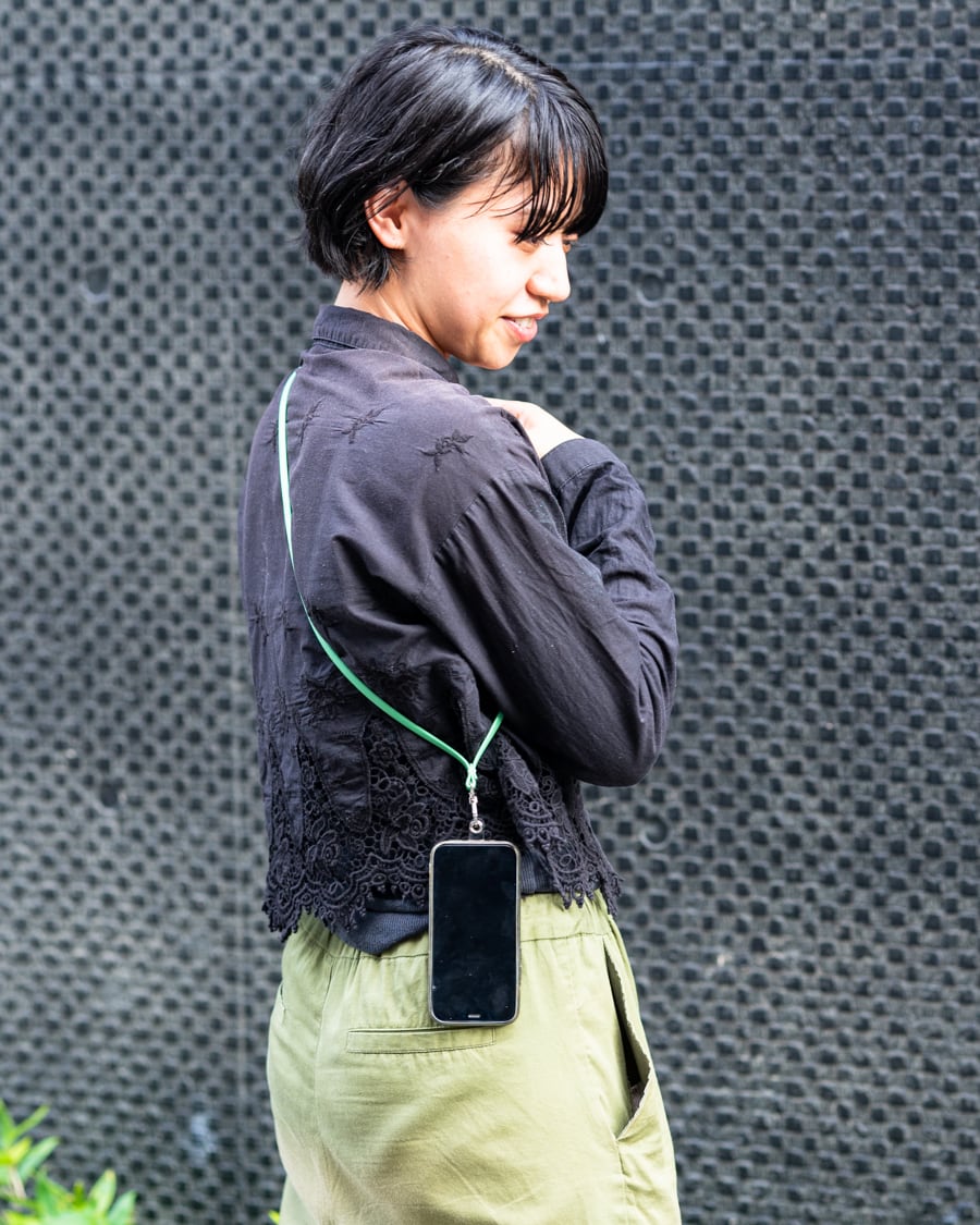[6th Anniversary Special] Leather Smartphone Strap (+ Holder) Silver Metal Fittings / 90cm