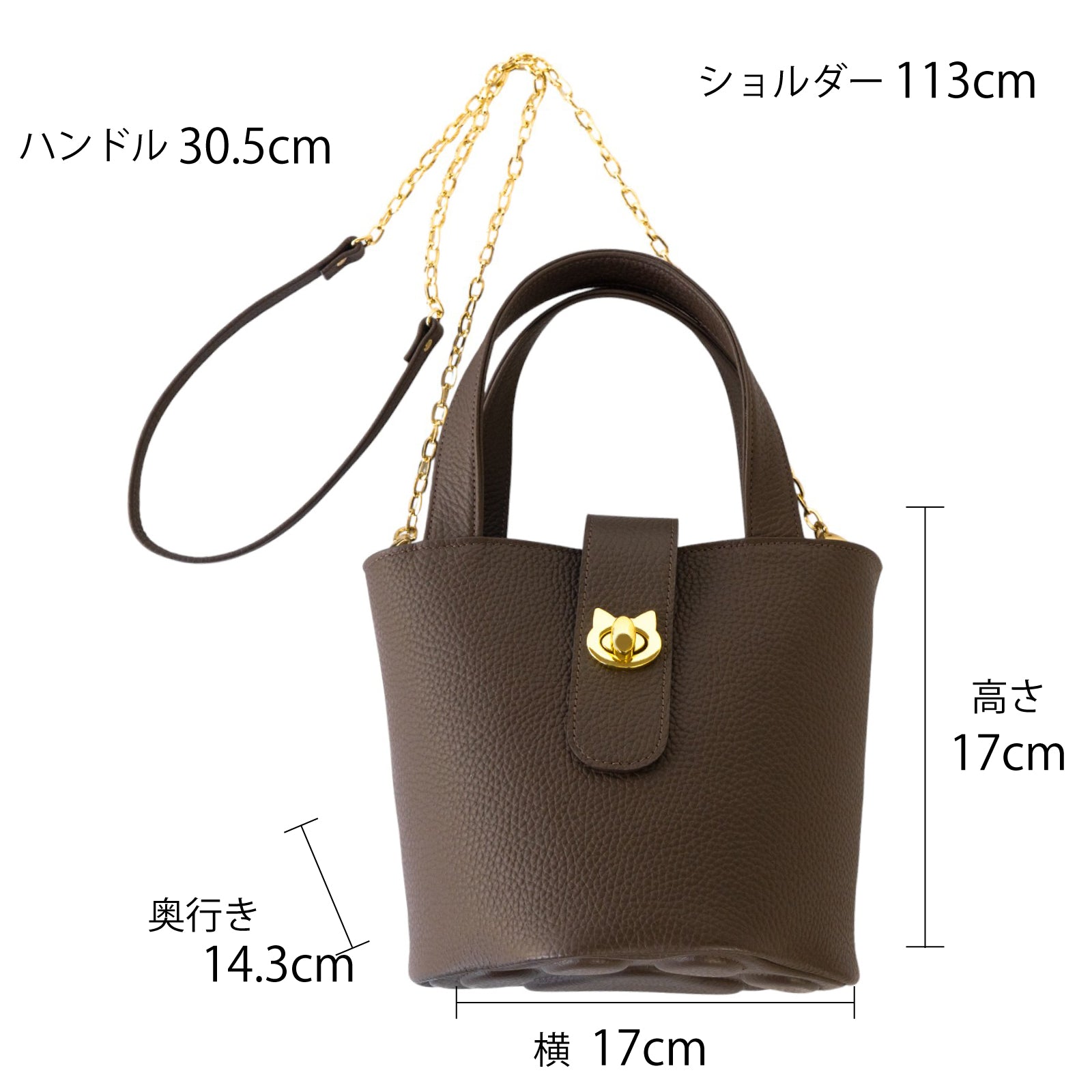 PAW Cuir Mache Mini Bag with Chain Shoulder Strap / Chocolate 