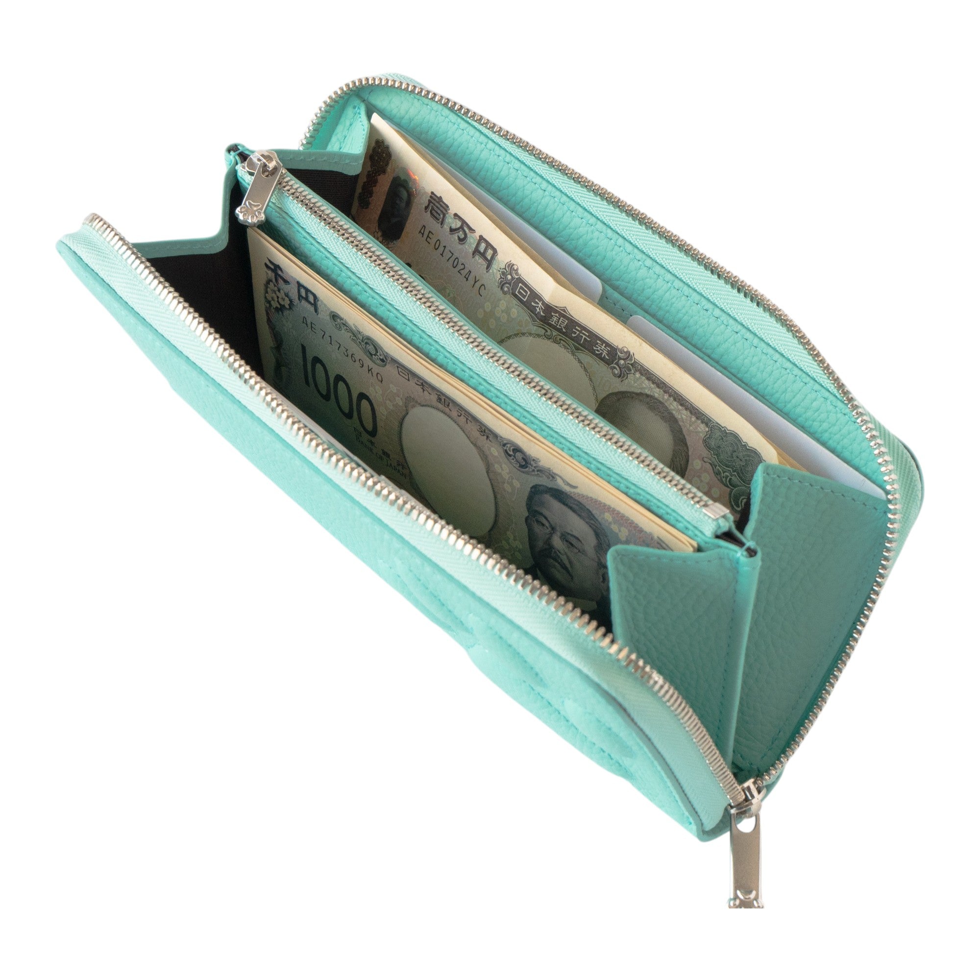 [Limited Edition] PAW Round Zip Wallet with Maneki-Neko Charm Set / Blue Dragee