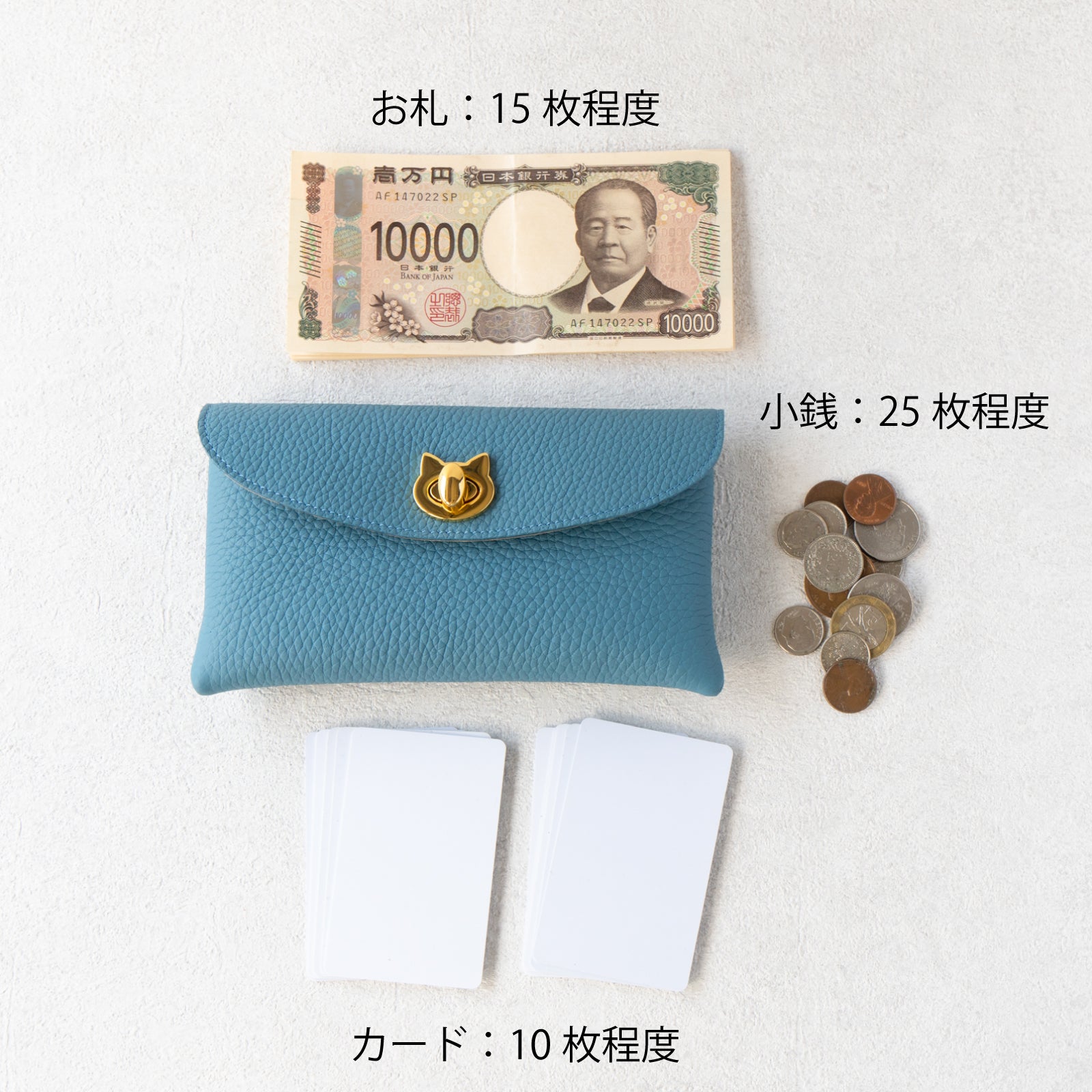 [1/22 (Wed) 1-day limited sale] [Limited quantity] Flap wallet Furnya Long Taurillon Clemence / Blue Jean