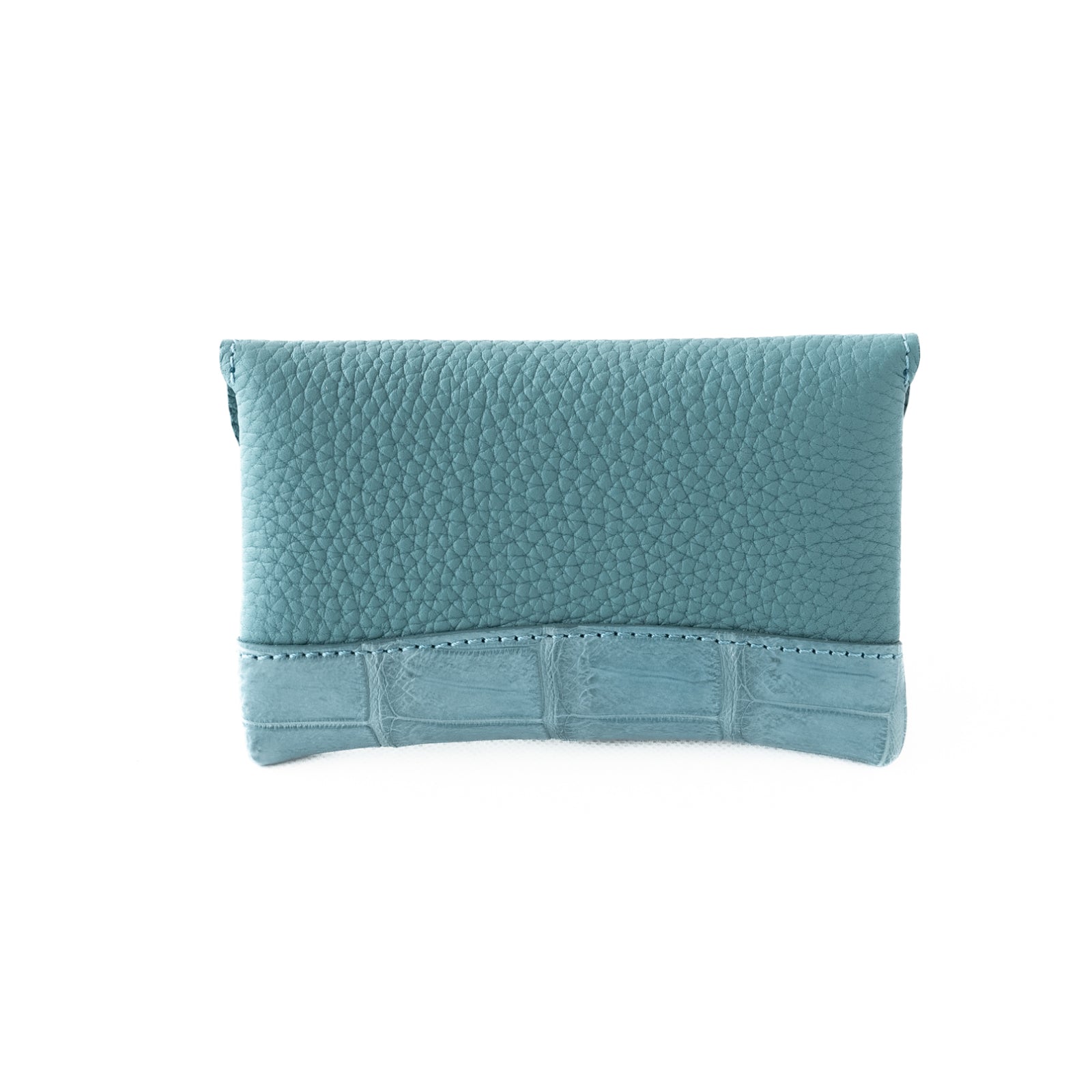 [Limited Item] Flap Wallet Fleur Medium Taurillon Clemence Crocodile Combination / Blue Jean