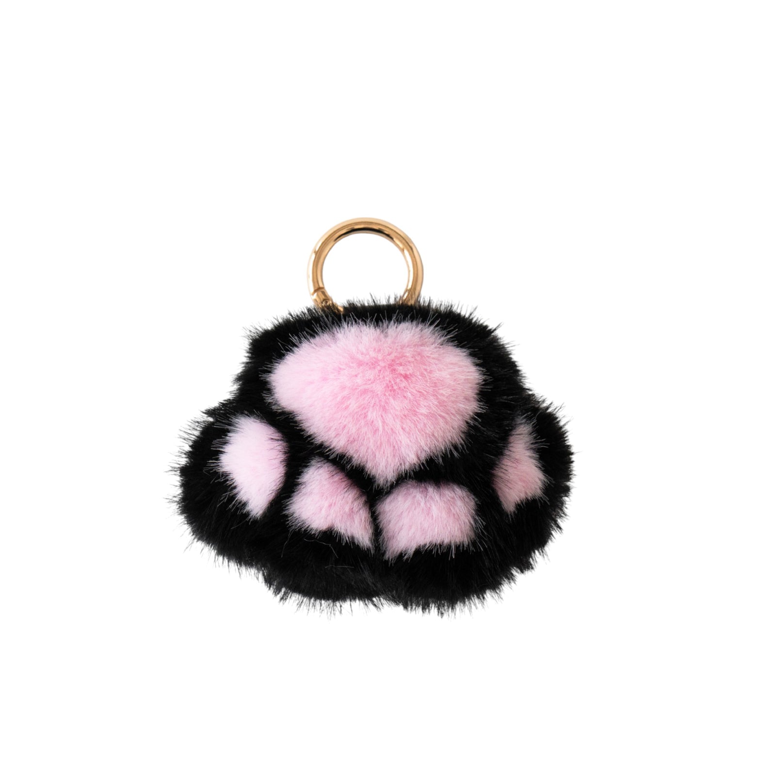 【12/7(日)22:00～ 26時間限定販売】もふもふBIG肉球チャーム  / ブラック×ピンク