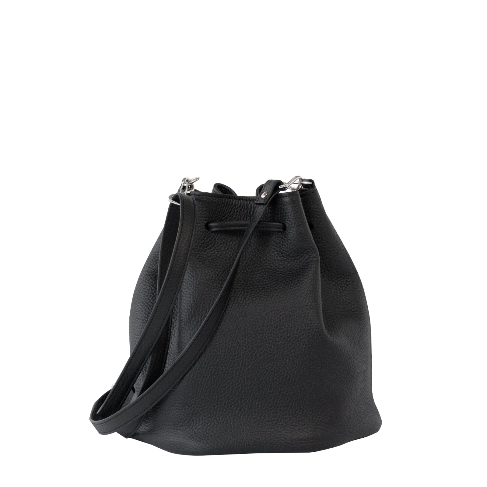 巾着ショルダーバッグ PAW  キュイール・マッシュ  /  ブラック [選べる金具]