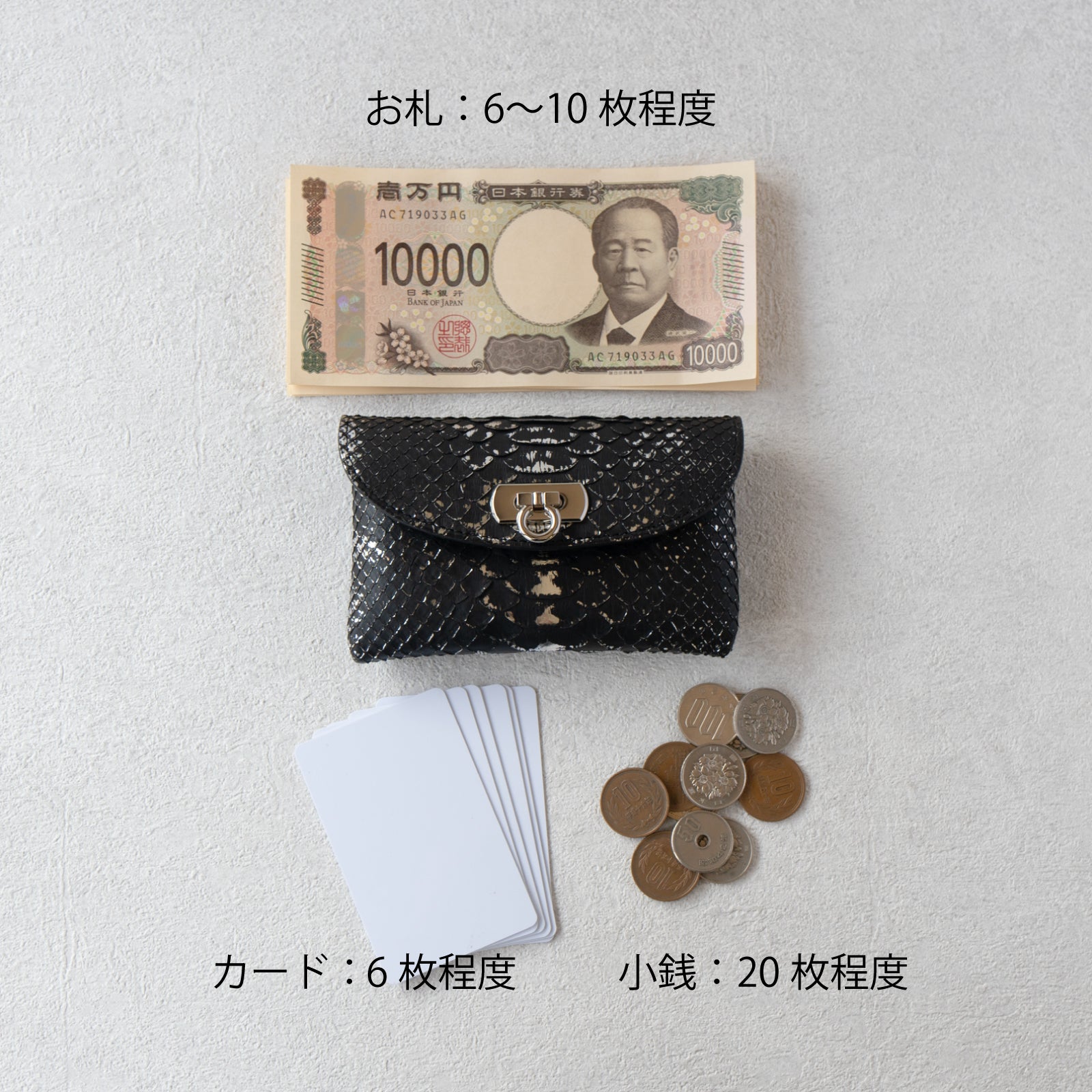 [Pre-order sale 1/1 (Wed) ~ 1/3 (Fri)] Flap Wallet Fleur Medium Foil Python / Silver Black