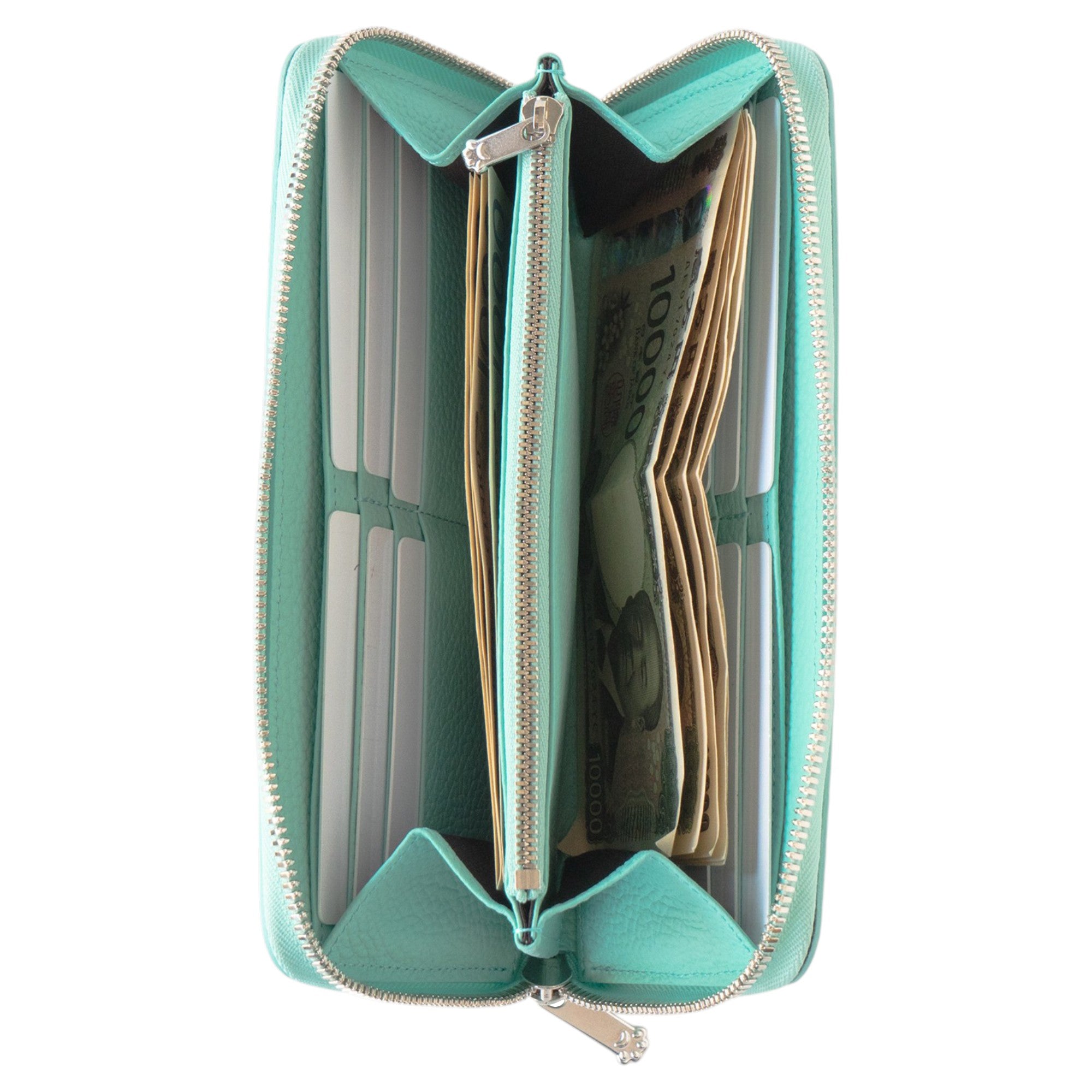 [Limited Edition] PAW Round Zip Wallet with Maneki-Neko Charm Set / Blue Dragee