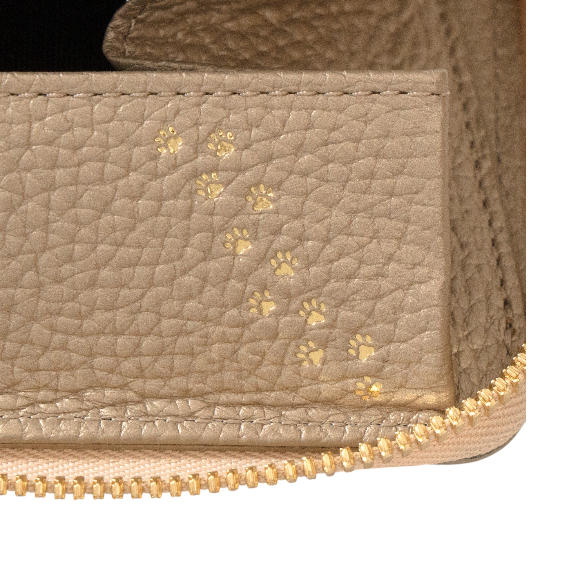 [Limited Edition] PAW Round Zipper Medium Wallet with Maneki-Neko Charm Set / Champagne Gold