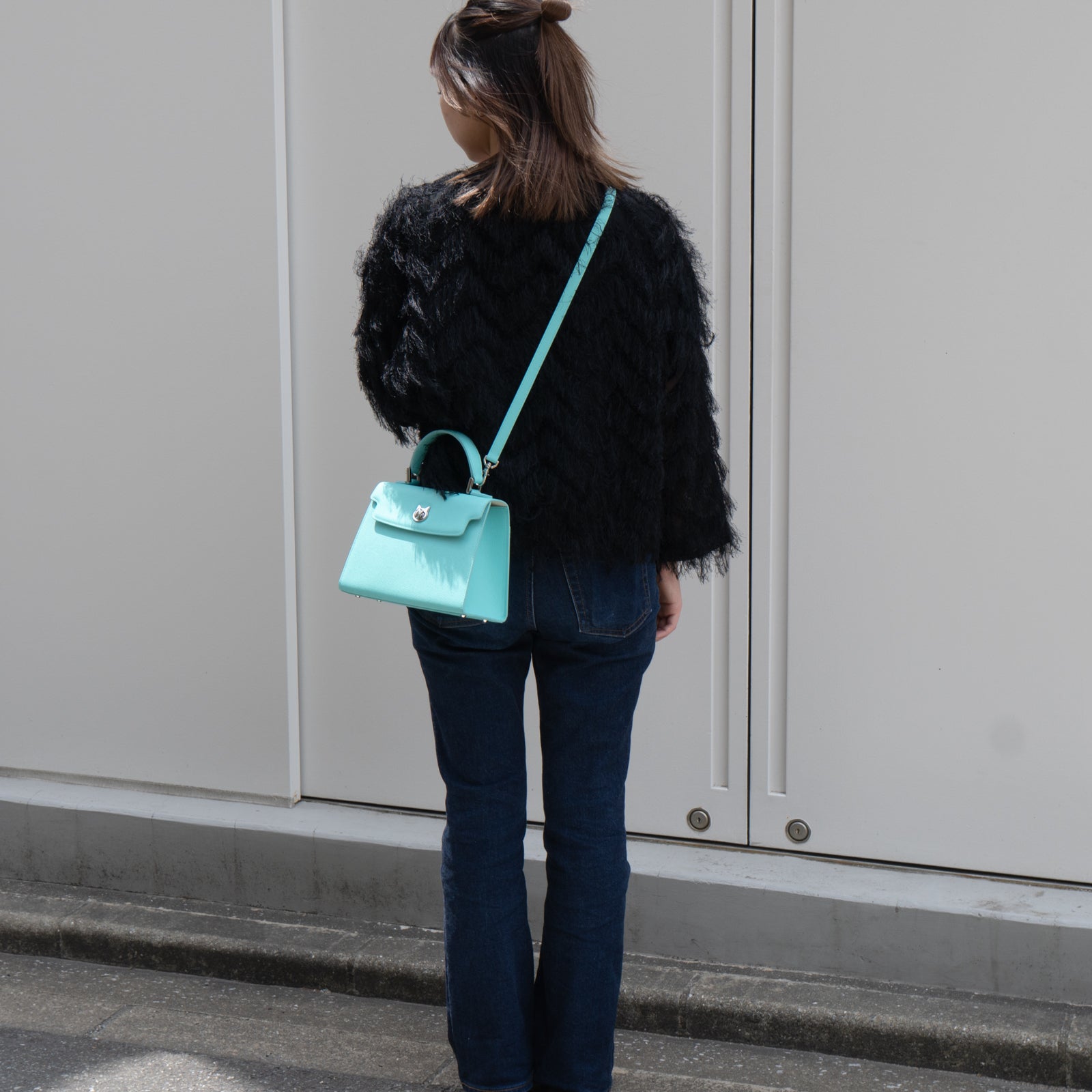 [Limited quantity] Handbag Nyanpanera 25 Shoulder SET Veau Epsom / Tiffany Blue