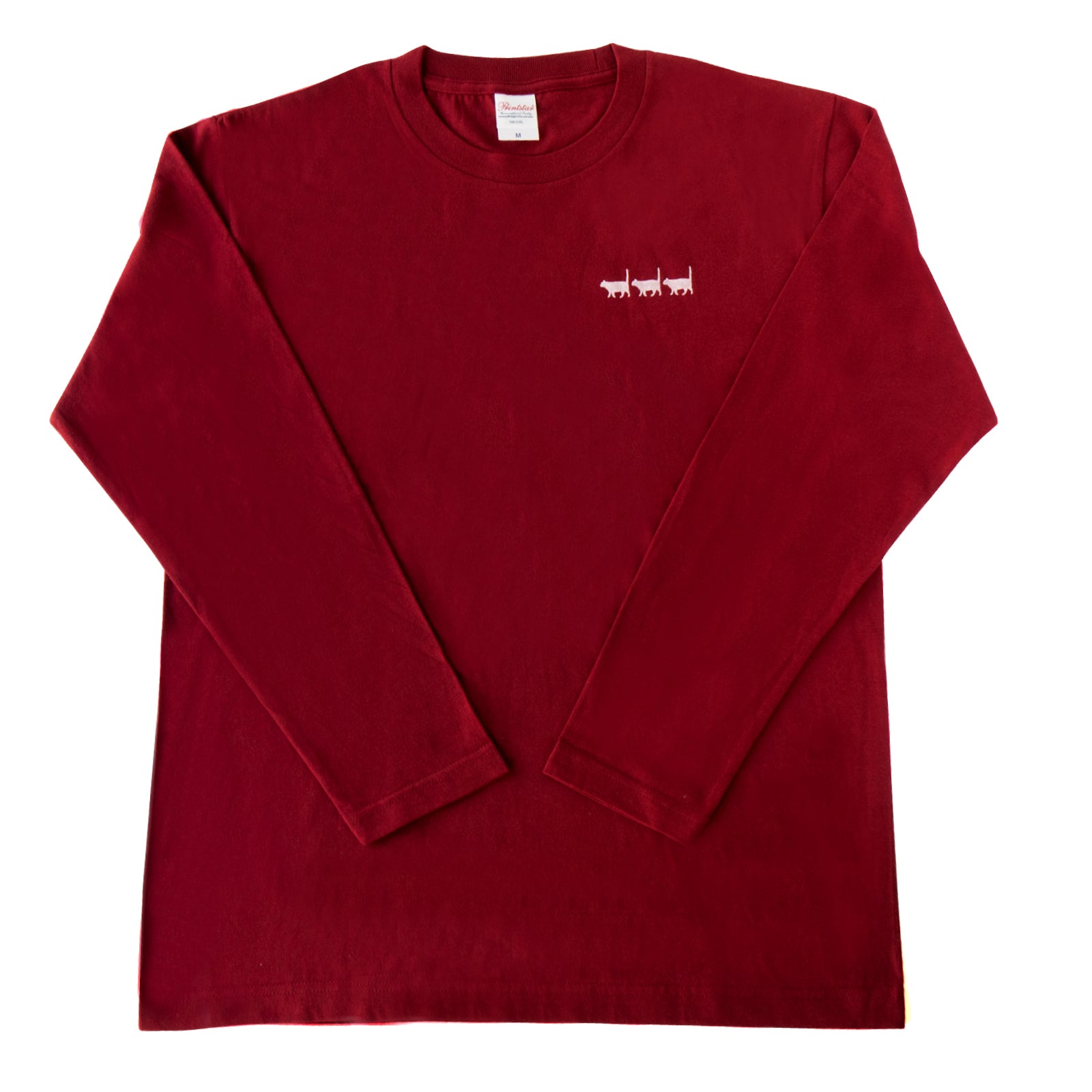 [9/8 (Sun) One-day only, made-to-order sale] Cat print long T-shirt [White cat march] / Burgundy