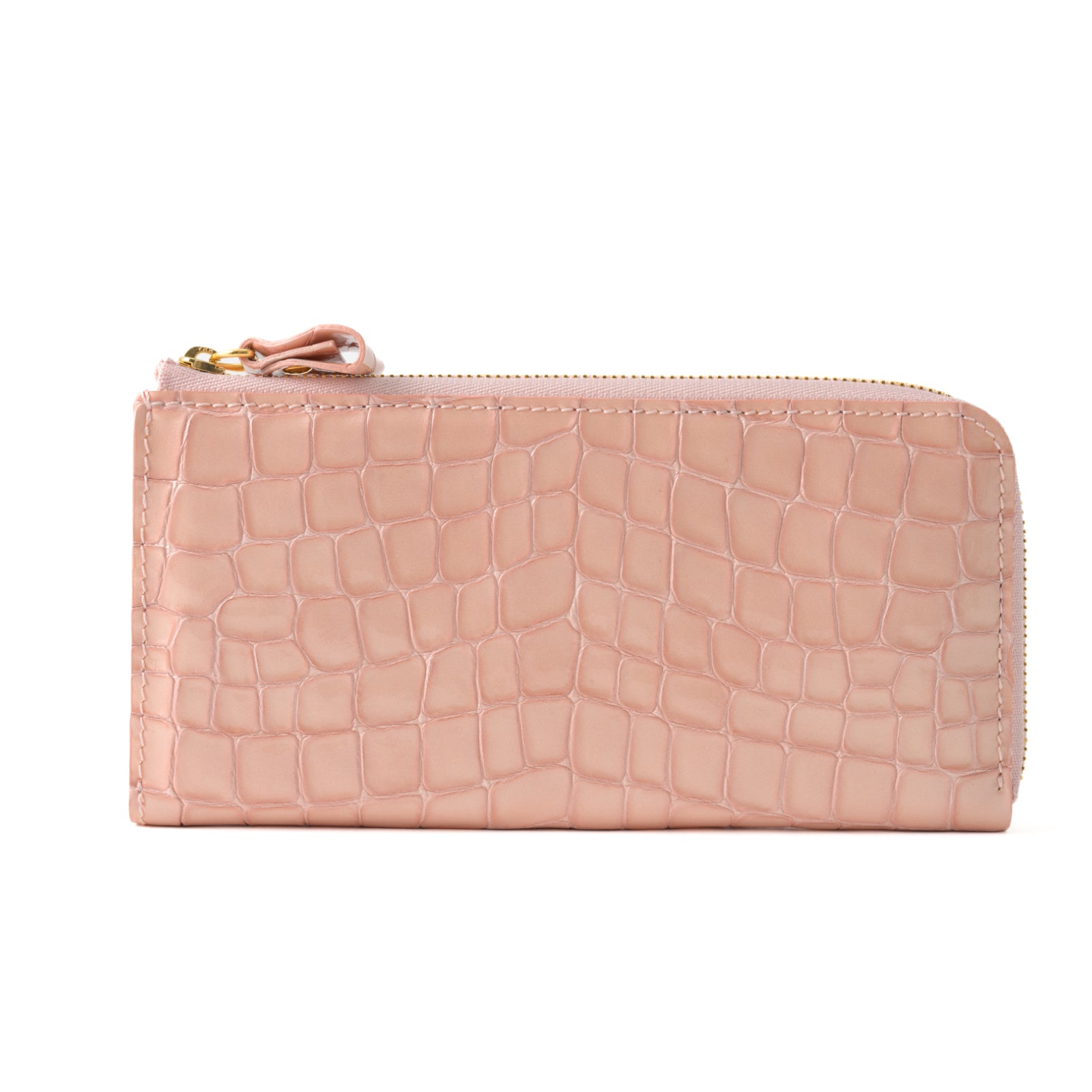 L-shaped zipper long wallet in Chromer leather / Peach jelly
