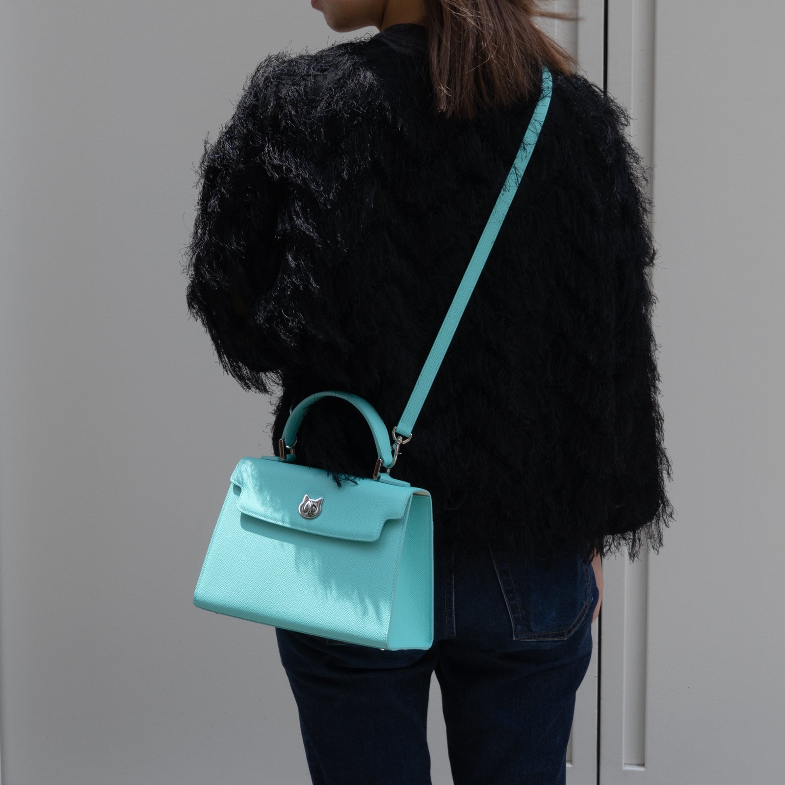 [Limited quantity] Handbag Nyanpanera 25 Shoulder SET Veau Epsom / Tiffany Blue