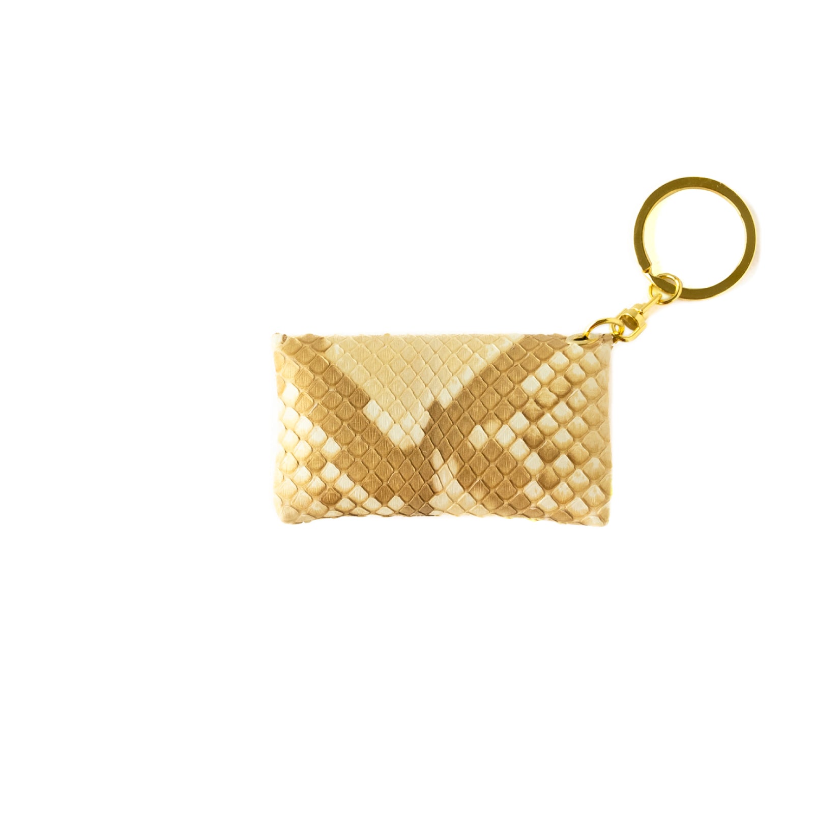 Flap Key Ring Fleur Nano Gold Python / Pearl Gold