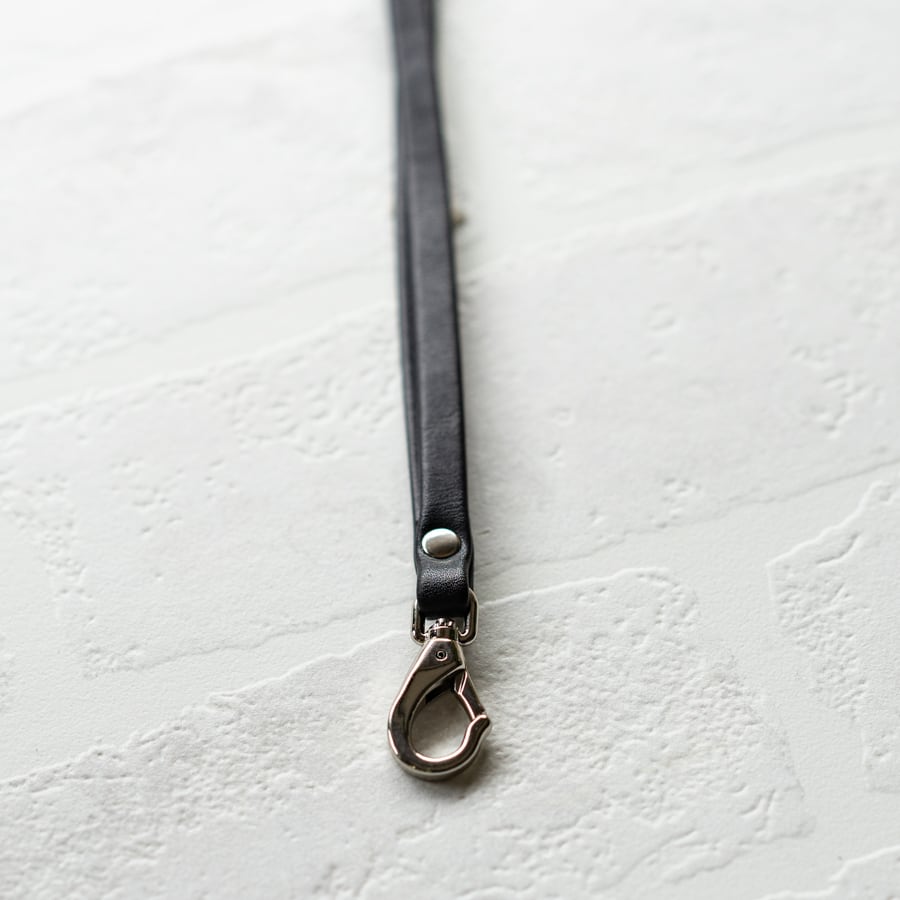[6th Anniversary Sale] Leather smartphone strap (+ holder) Silver hardware / 110cm
