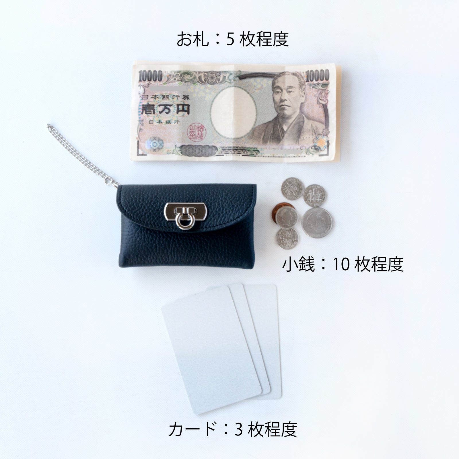 [Limited to 3 days only, available for pre-order from 12/1 (Sun) to 12/3 (Tue)] Flap Wallet Fleur Mini (with chain strap) Cuir Mache / Black