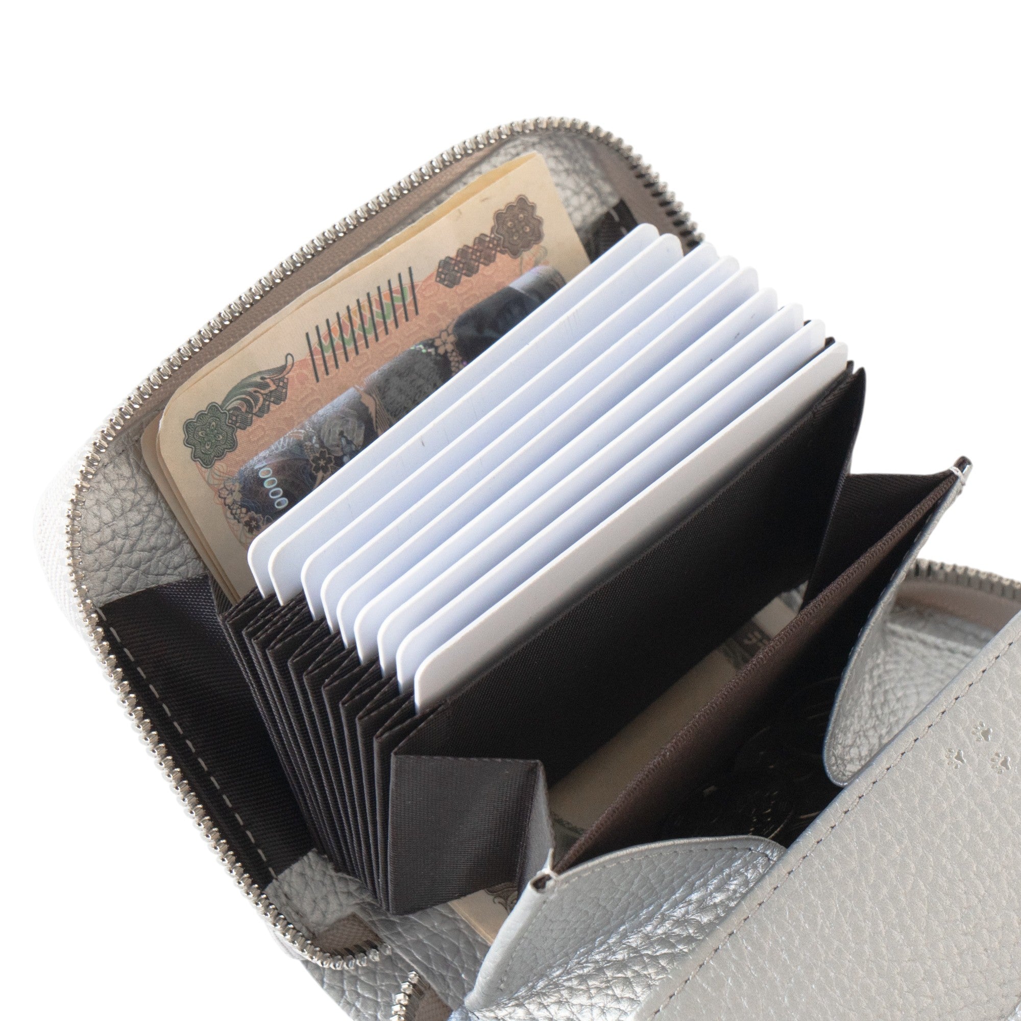 PAW Zippered Mid-Wallet Cuir Mash / Silver