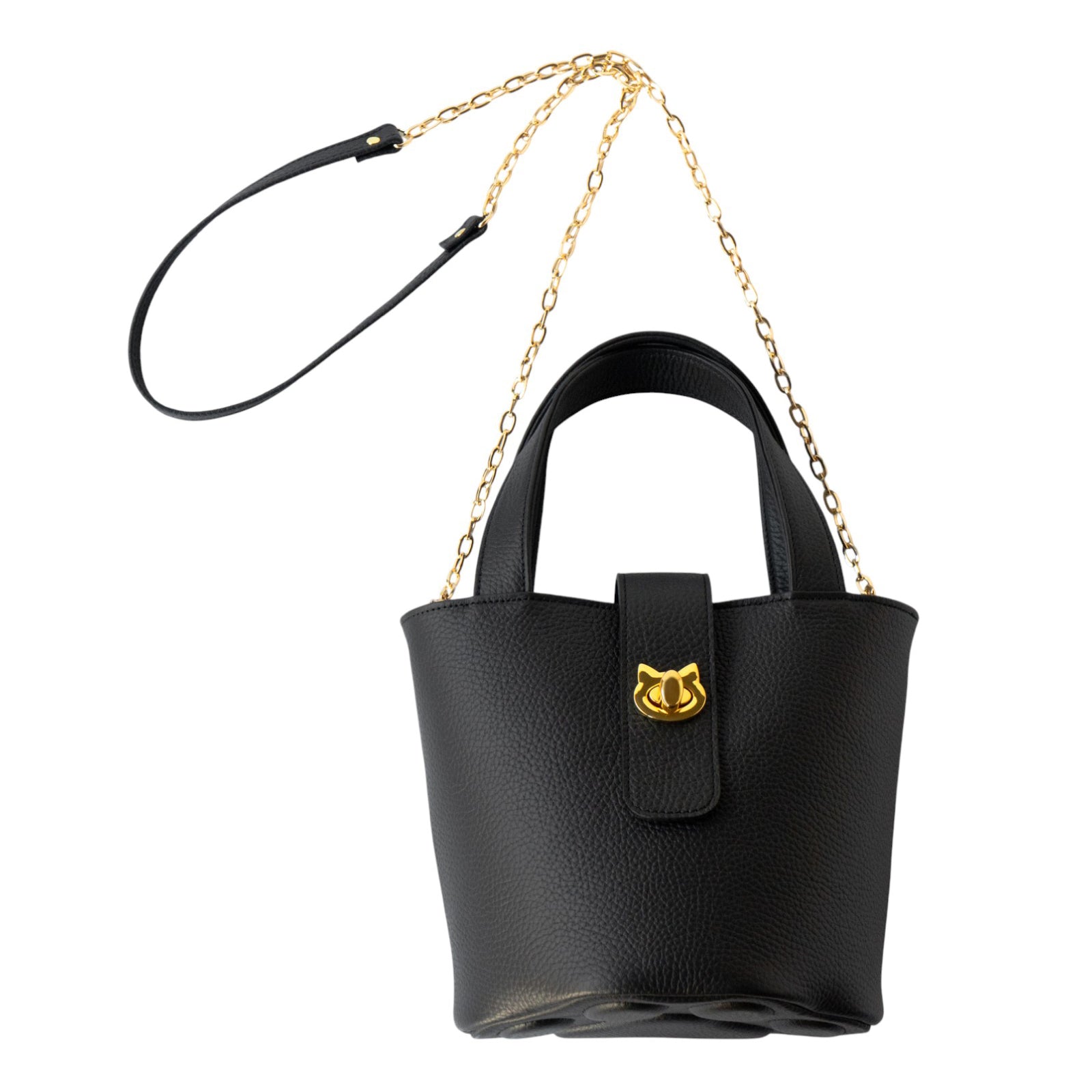 【12/7(日)22:00～ 26時間限定販売】【数量限定】 チェーンショルダー付きミニバッグ・PAW  (パウ)   / ブラック [選べる金具]