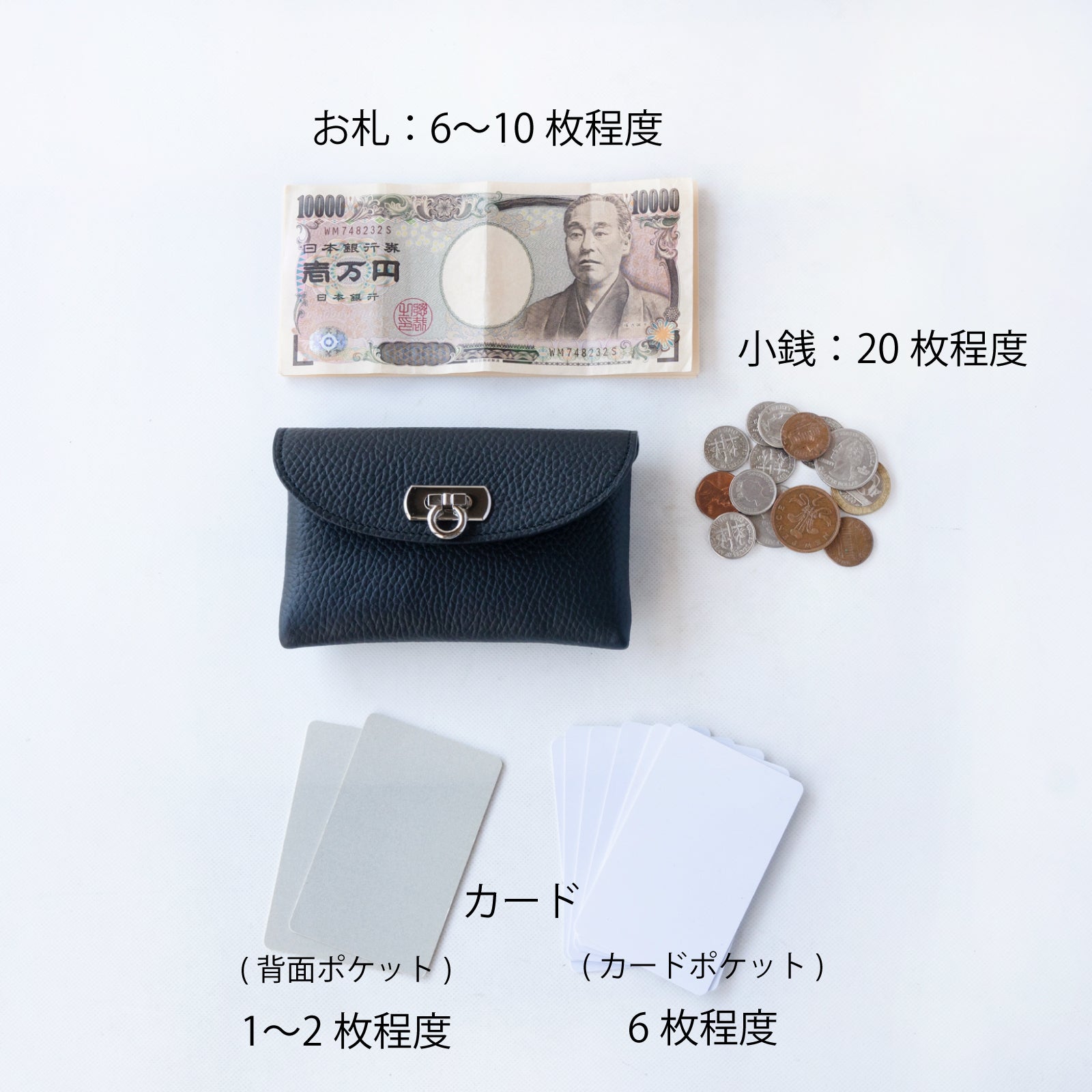 [Limited to 3 days only, available for pre-order from 12/1 (Sun) to 12/3 (Tue)] Flap Wallet Fleur Medium (with back pocket) Cuir Mache / Black