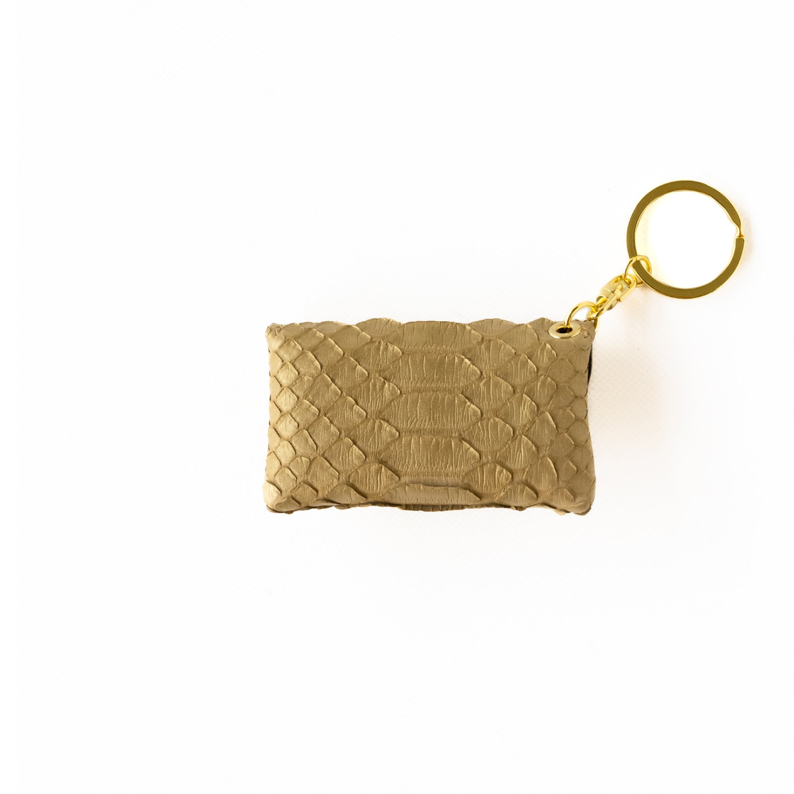 Flap Key Ring Fleur Nano Gold Python / Antique Gold