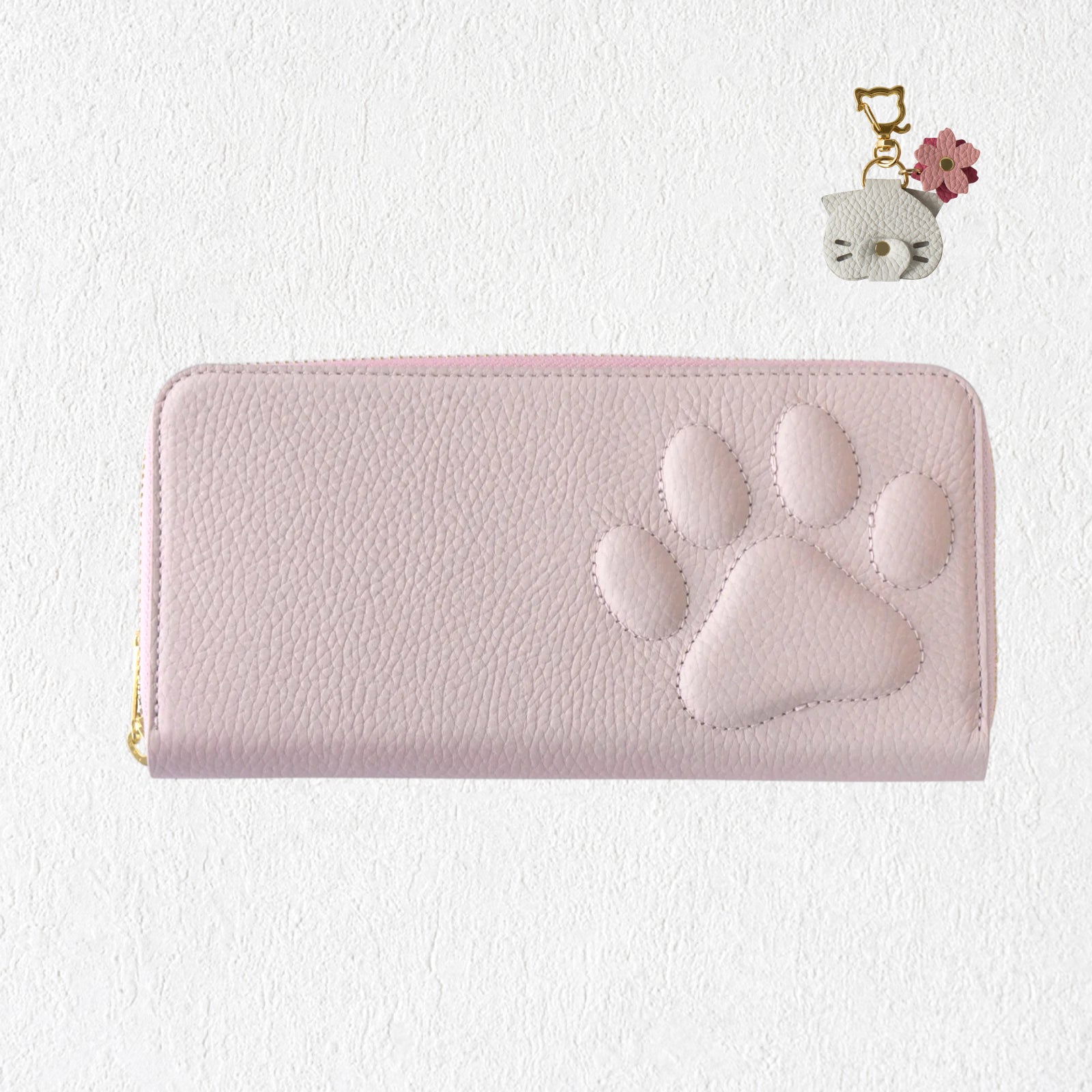 【3/20(金)20:00～ 数量限定】【さくらねこの日特別SET】PAWラウンドファスナー長財布   さくらねこチャームSET  /  モーヴシルヴェスティン