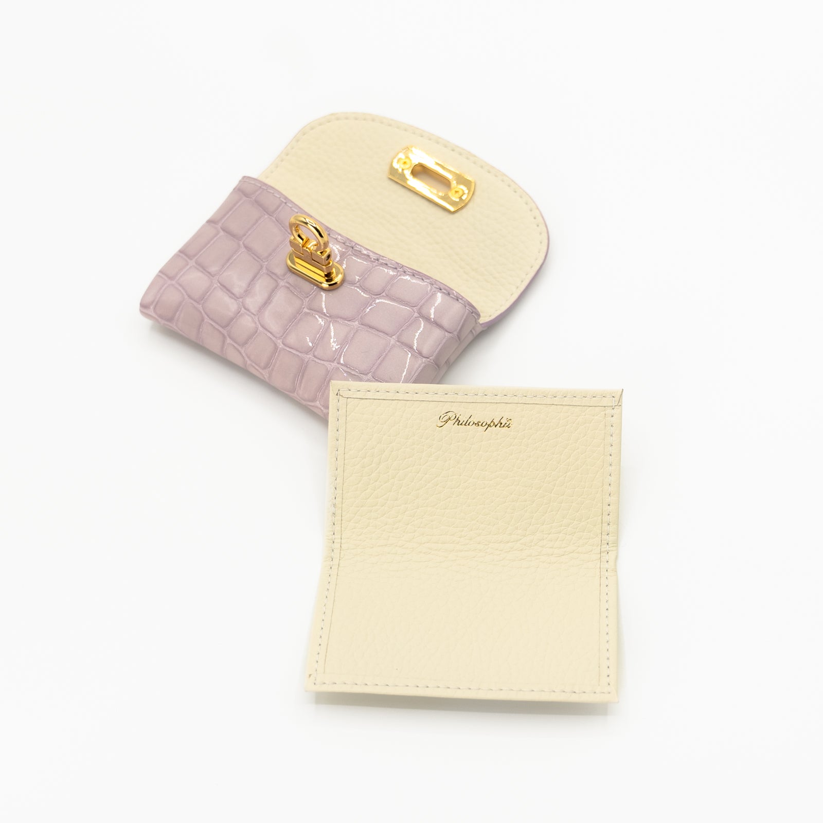 Flap Wallet Fleur Mini in Chromer Leather / Lavender