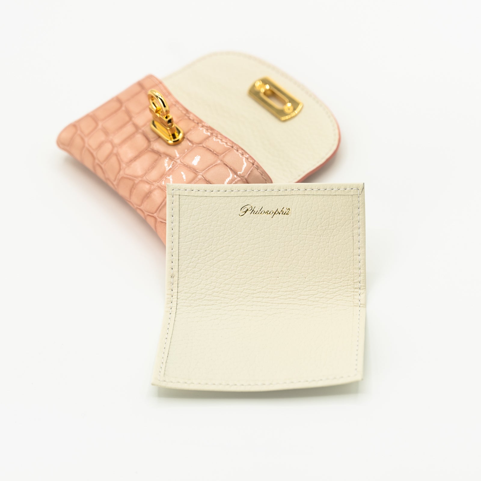 Flap Wallet Fleur Mini in Chromer Leather / Peach Jelly