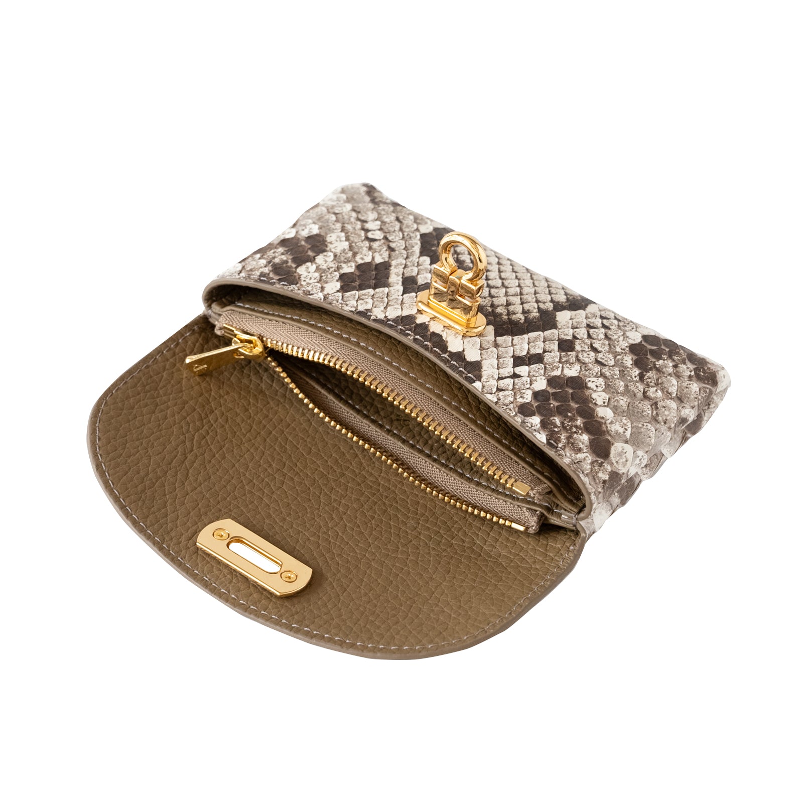 Leather flap middle wallet / Python