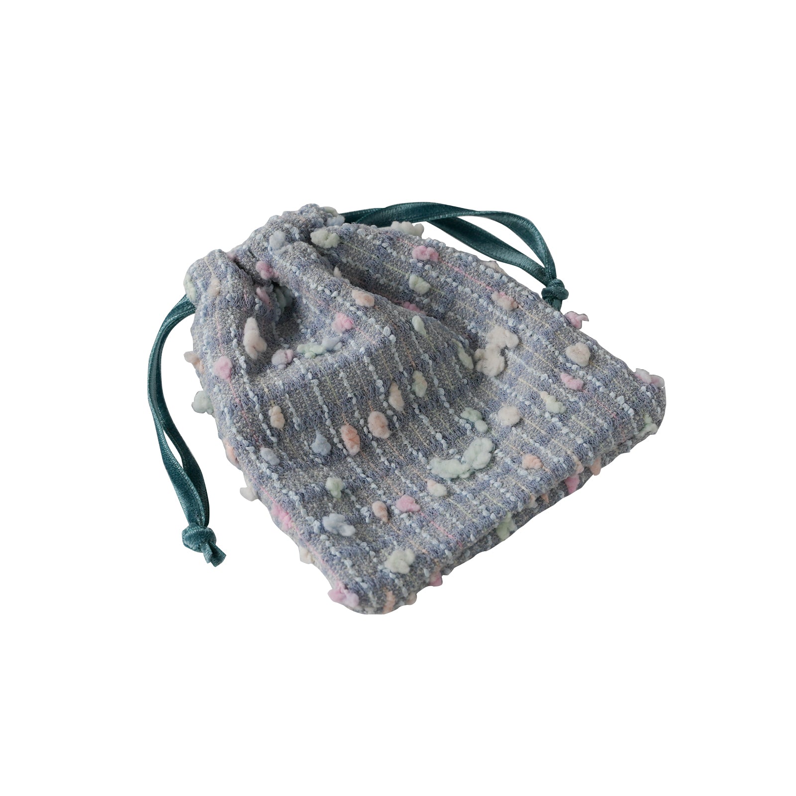Mini drawstring pouch fancy tweed