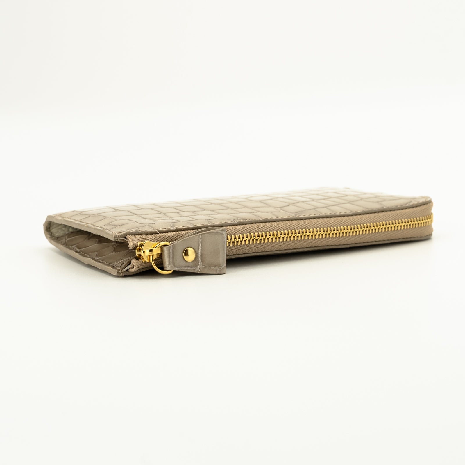 L-shaped zipper long wallet in Chromer leather / Tourtiere
