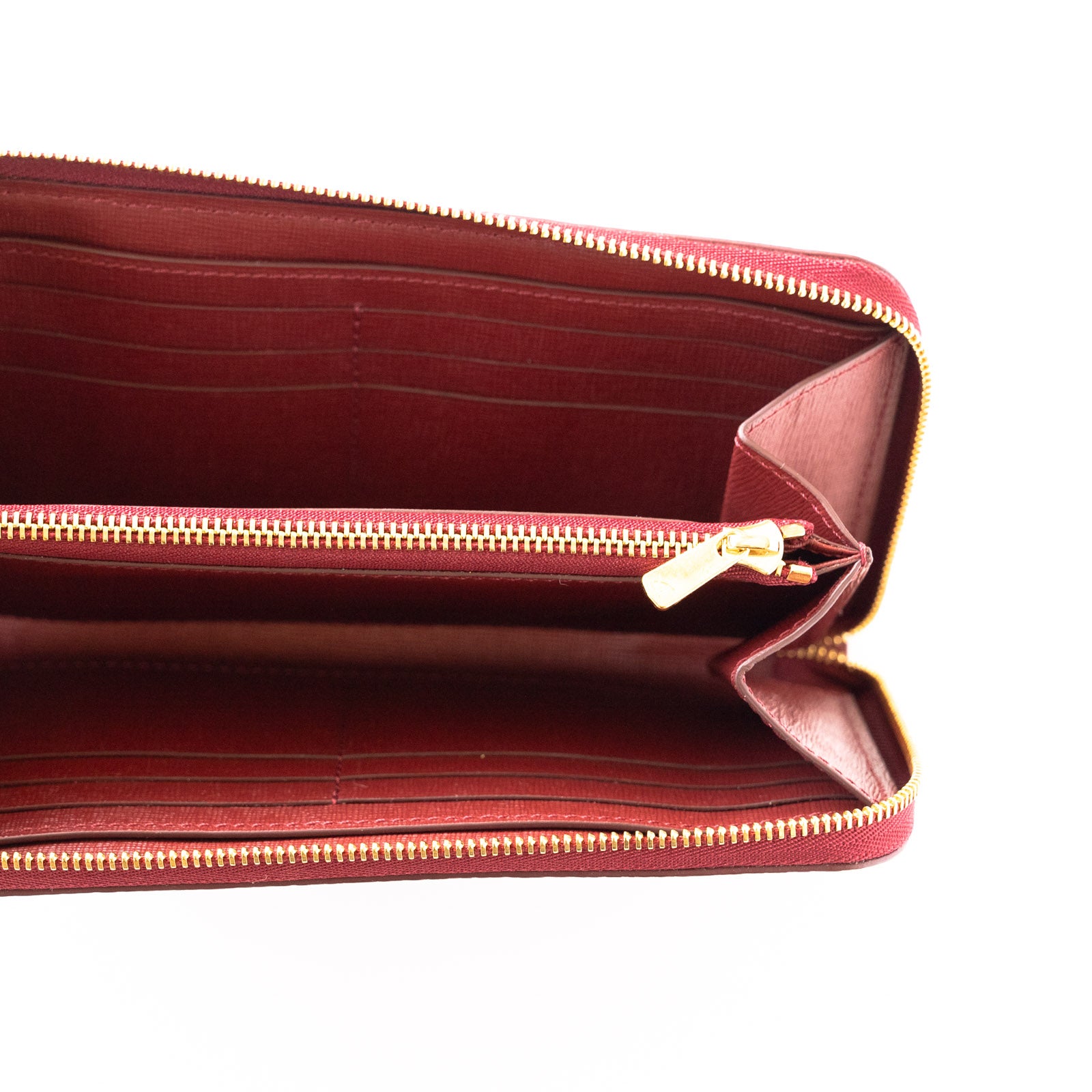 [6th Anniversary Sale] Round zipper long wallet with 12 card slots Taurillon Clemence/Rouge H
