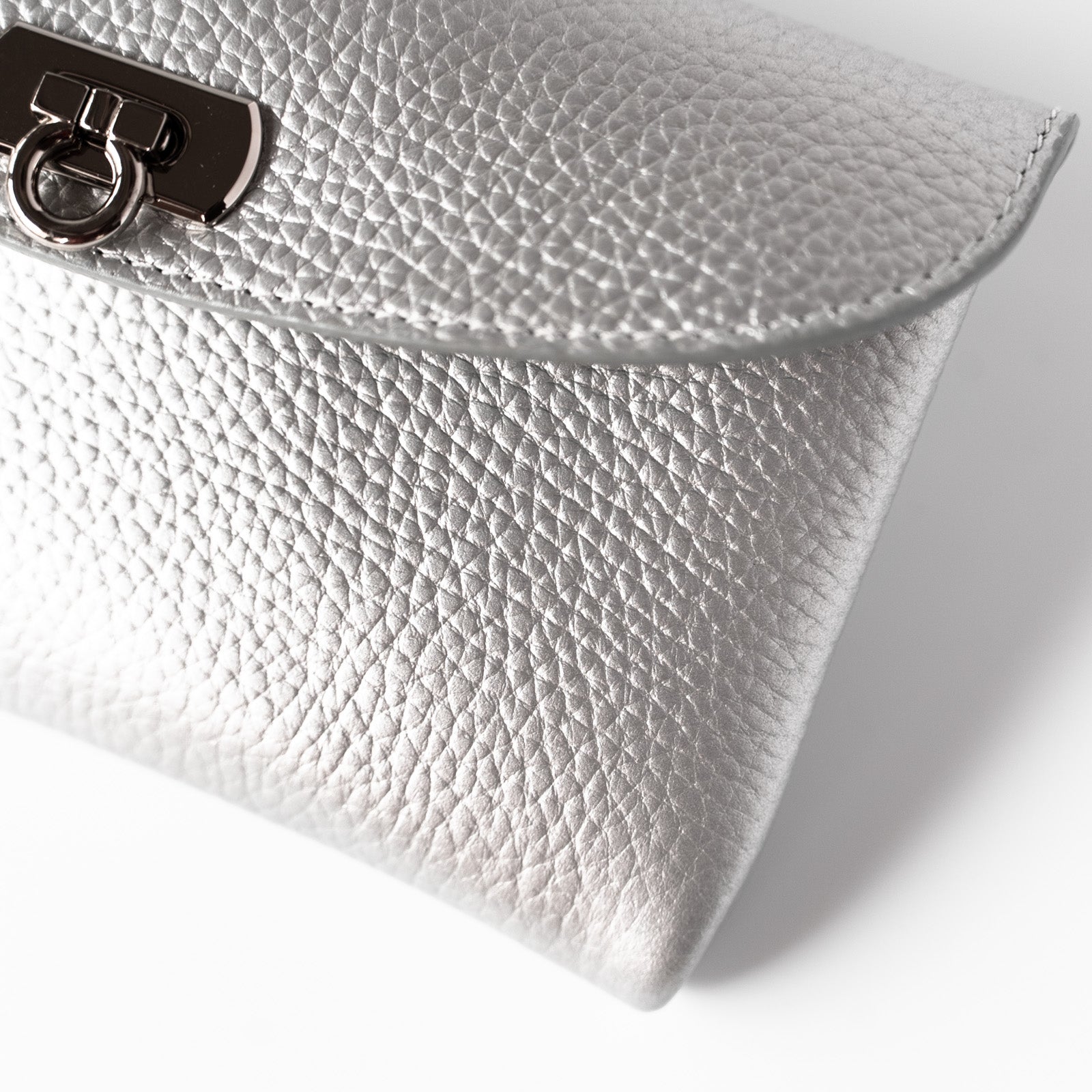 【受注生産】フラップウォレット フルール・ロング キュイール・マッシュ／シルバー