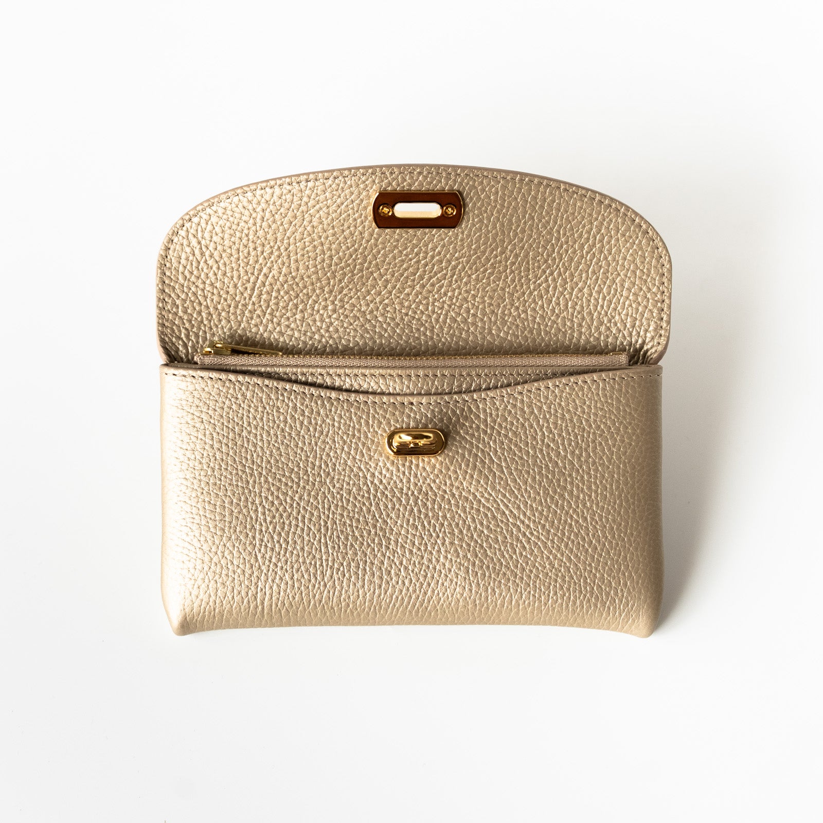 Made to order: Flap Wallet Fleur Longue Cuir Mash / Champagne Gold