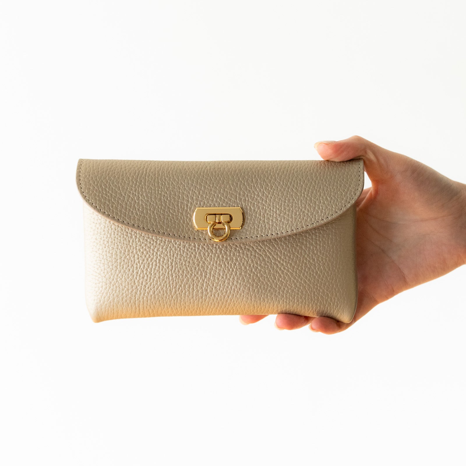 【受注生産】フラップウォレット フルール・ロング キュイール・マッシュ／シャンパンゴールド