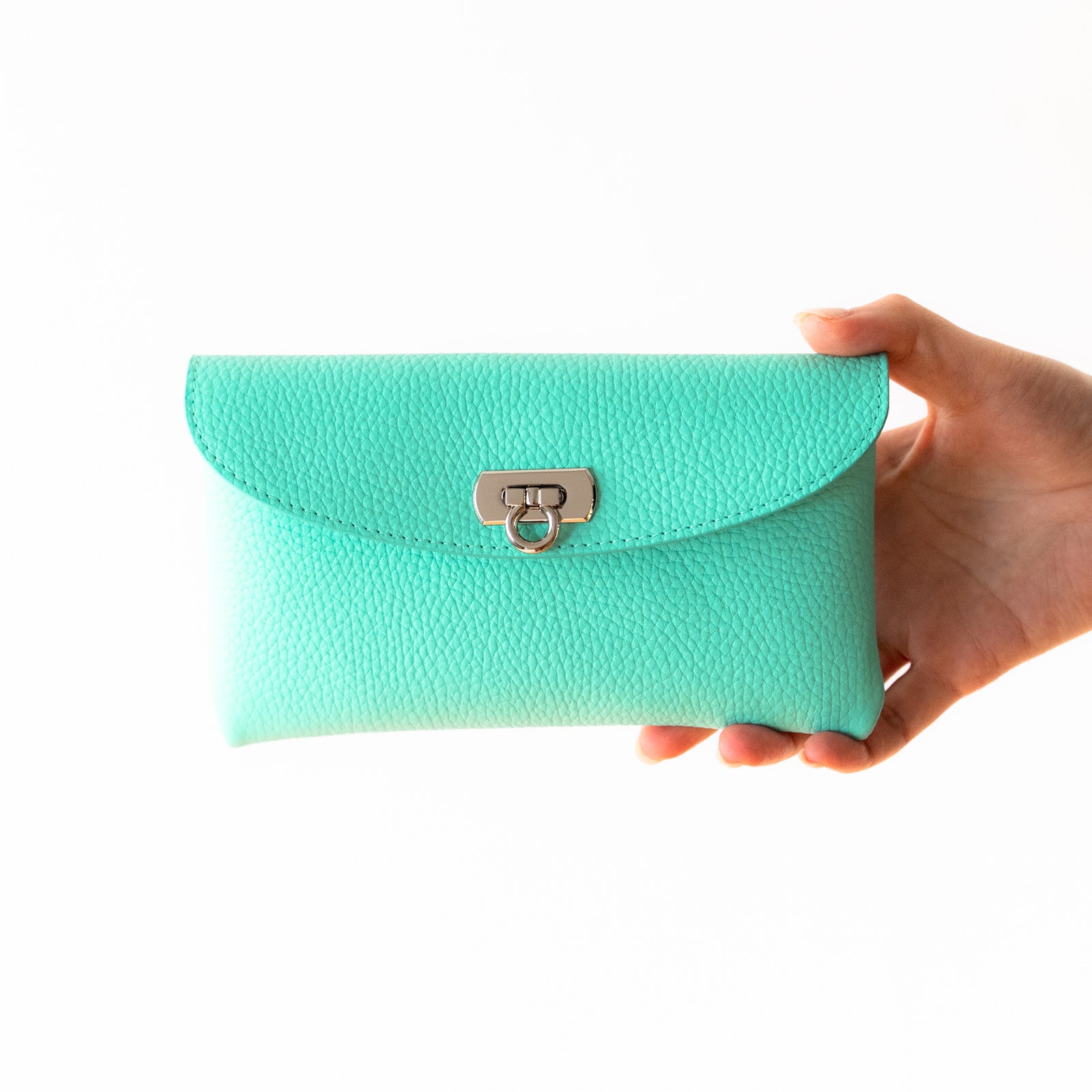 【受注生産】フラップウォレット フルール・ロング キュイール・マッシュ／ブルードラジェ