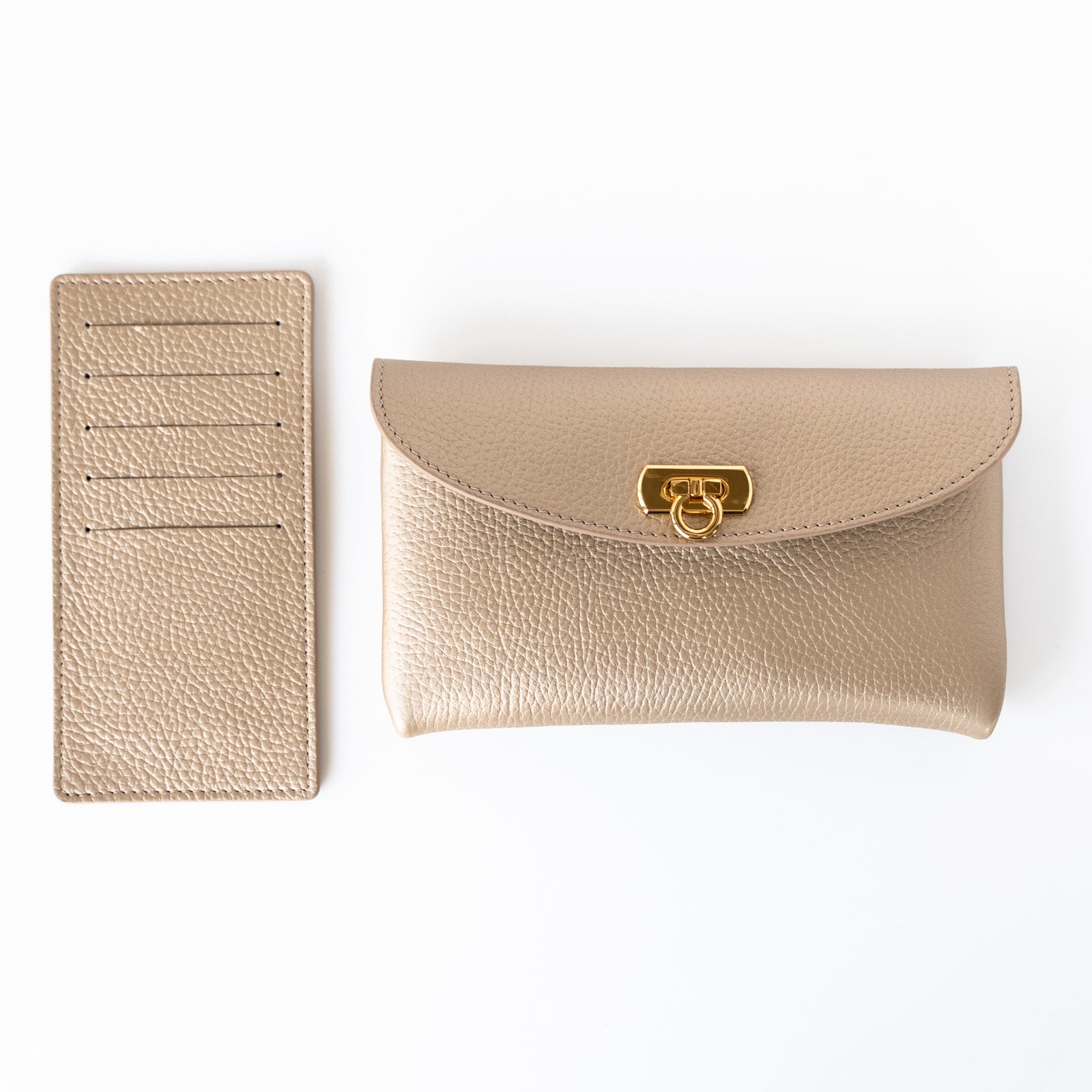 Made to order: Flap Wallet Fleur Longue Cuir Mash / Champagne Gold