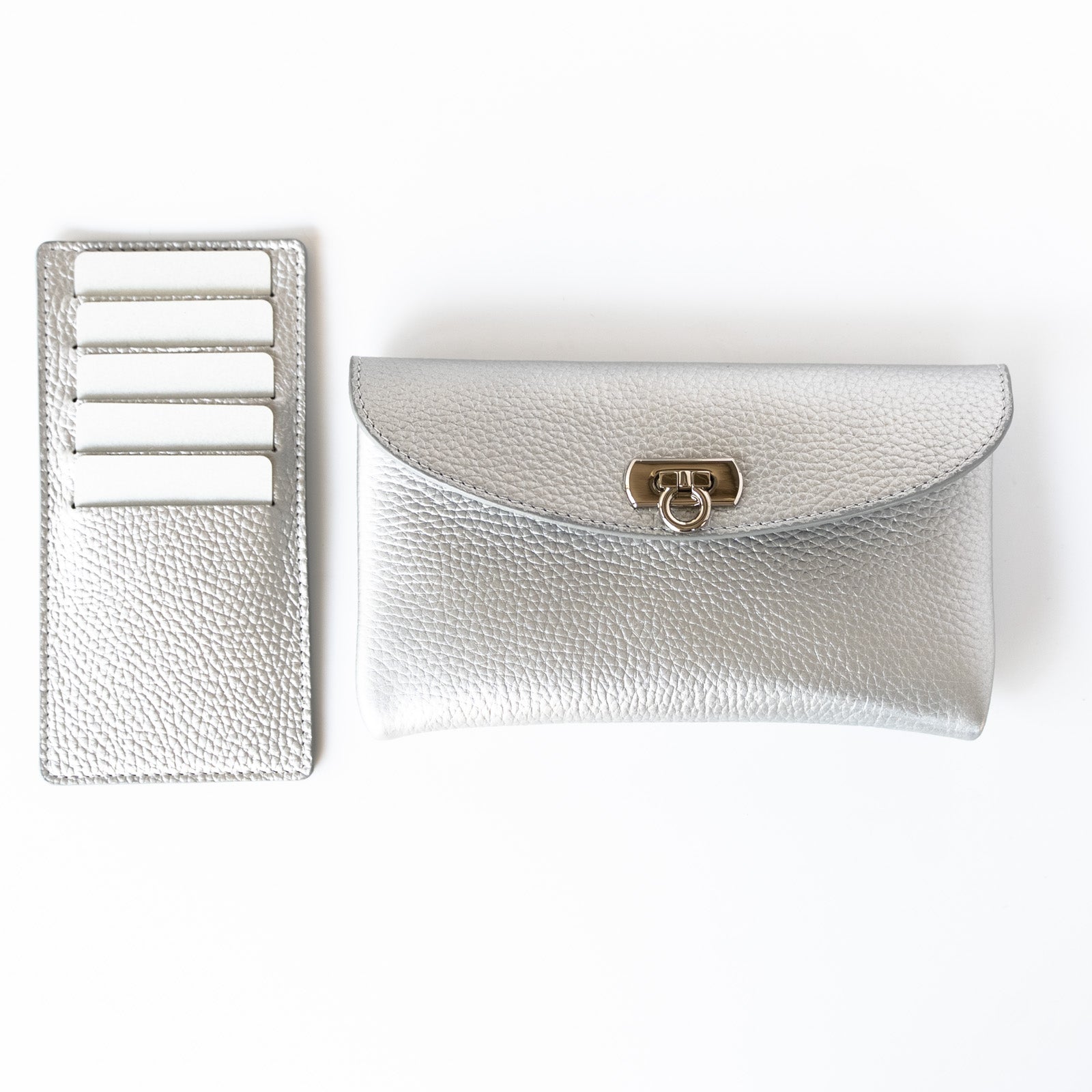 【受注生産】フラップウォレット フルール・ロング キュイール・マッシュ／シルバー